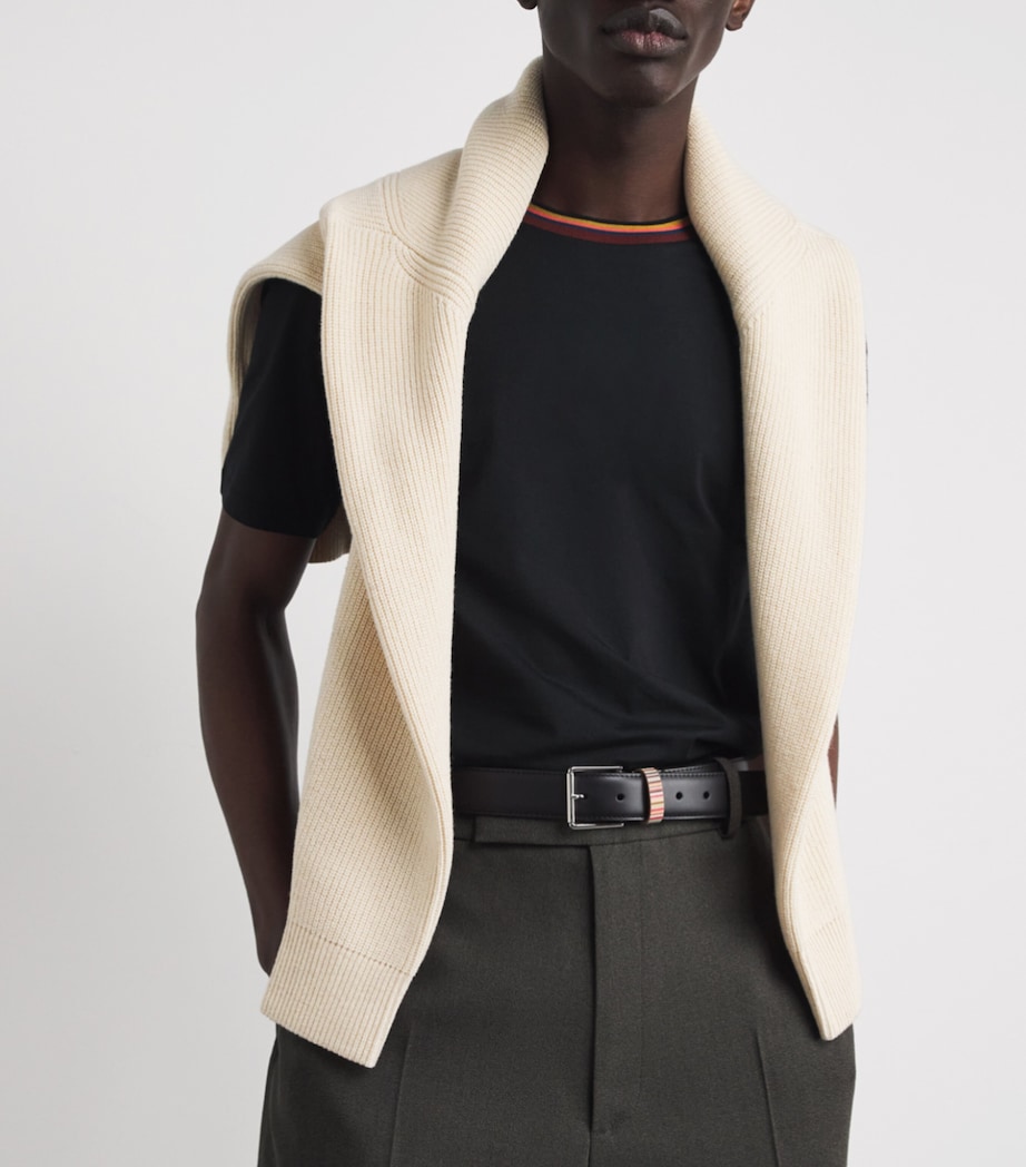 Leather Stripe Loop Belt BLACK Image 2