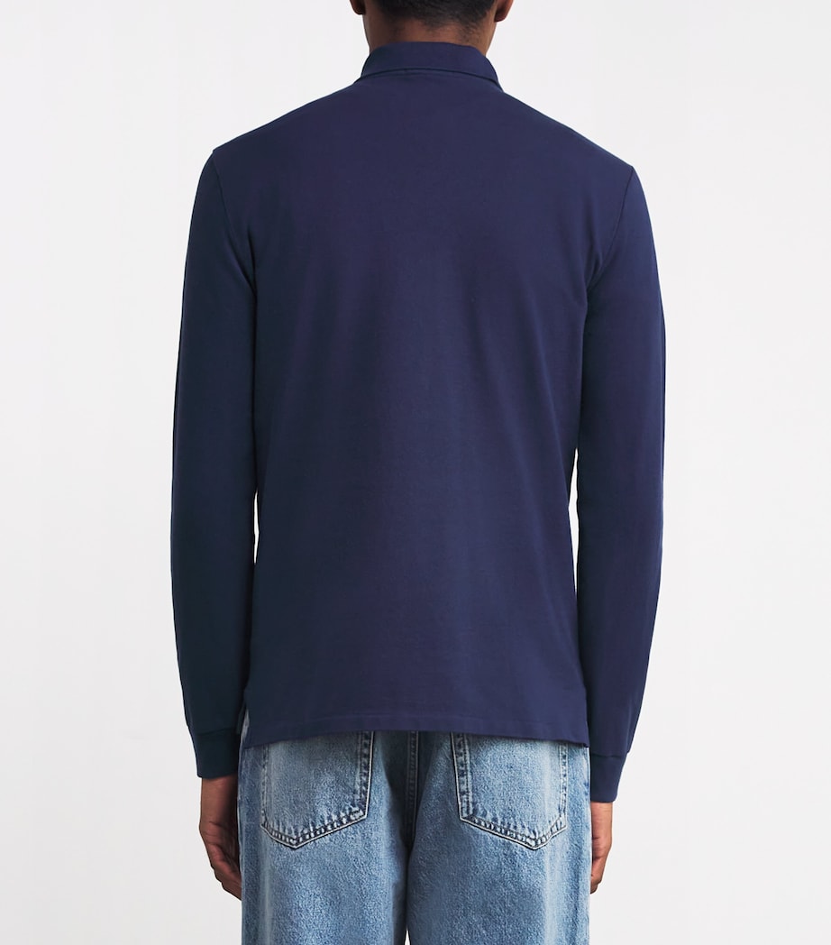 Cotton Long-Sleeve Polo Shirt NAVY Image 7