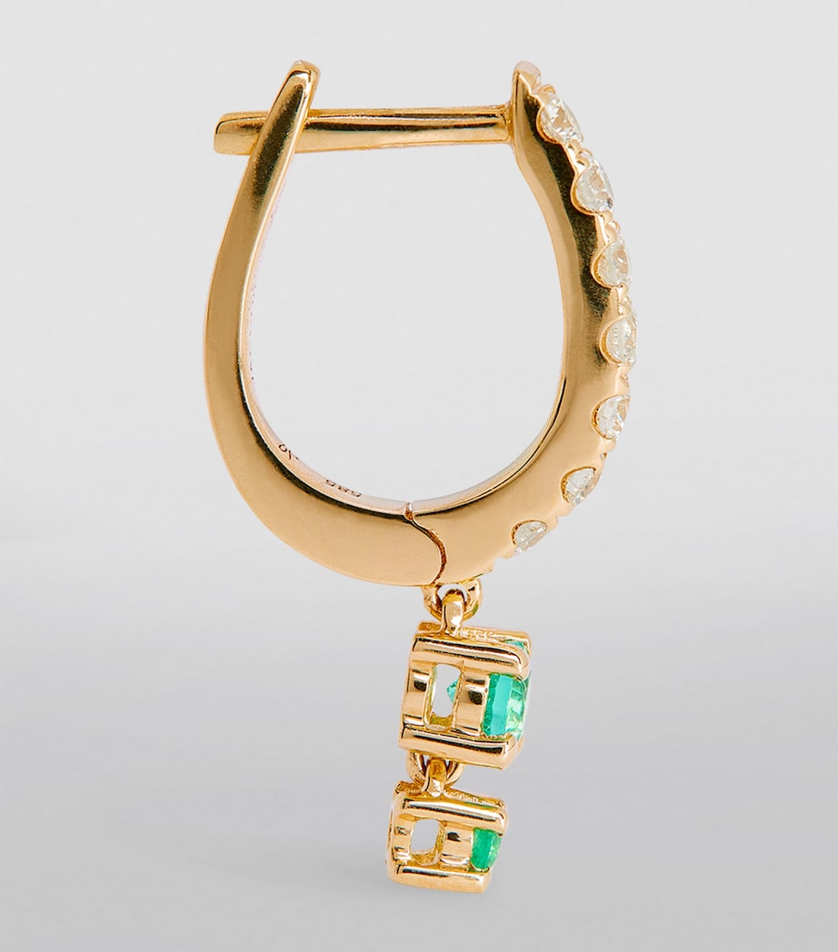 Jacquie Aiche Yellow Gold, Diamond and Emerald Mini Hoop Single Earring Yellow Gold Image 3