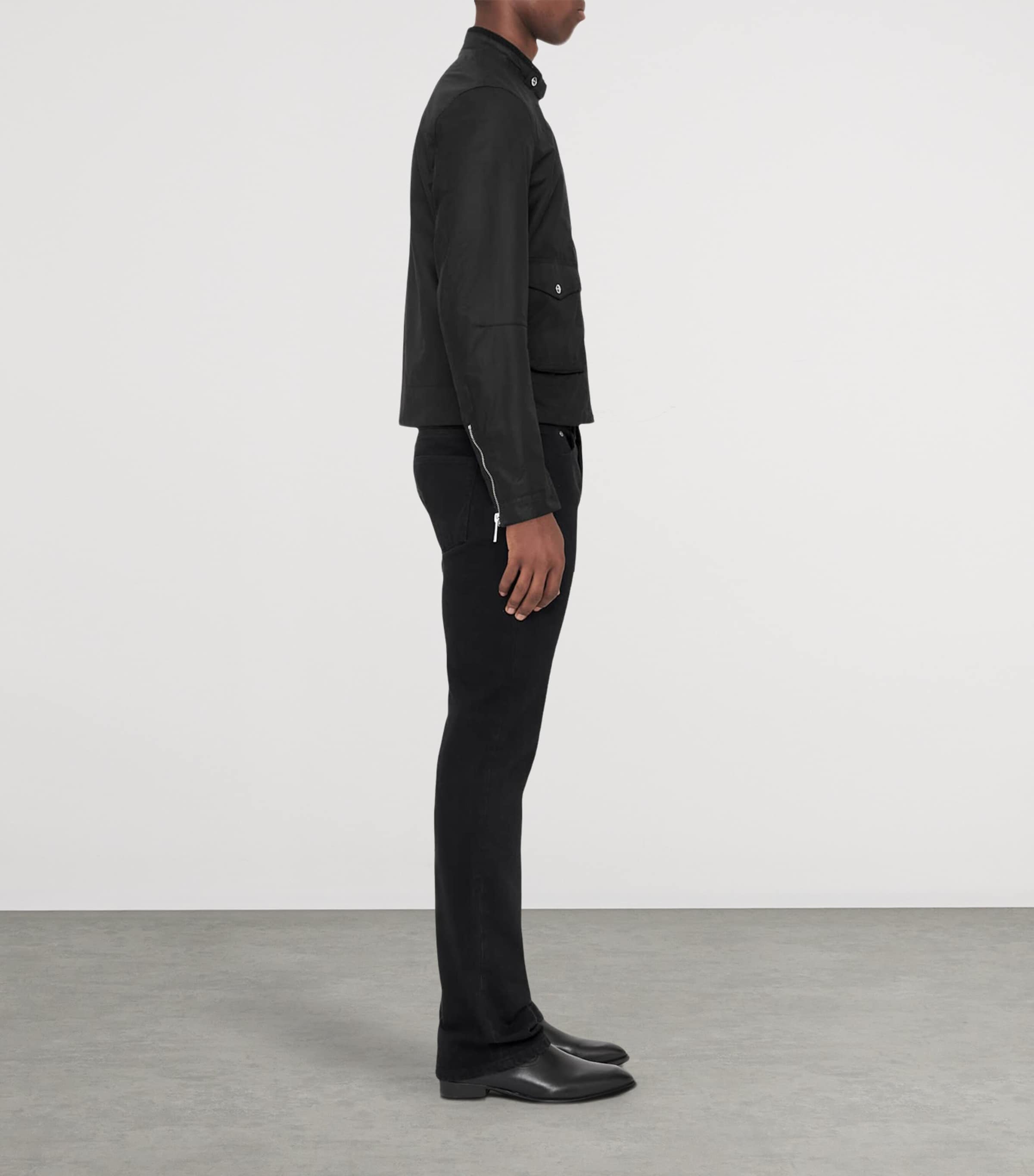 AllSaints Mens Waxed Cotton Kirk Jacket Washed Black Image 6