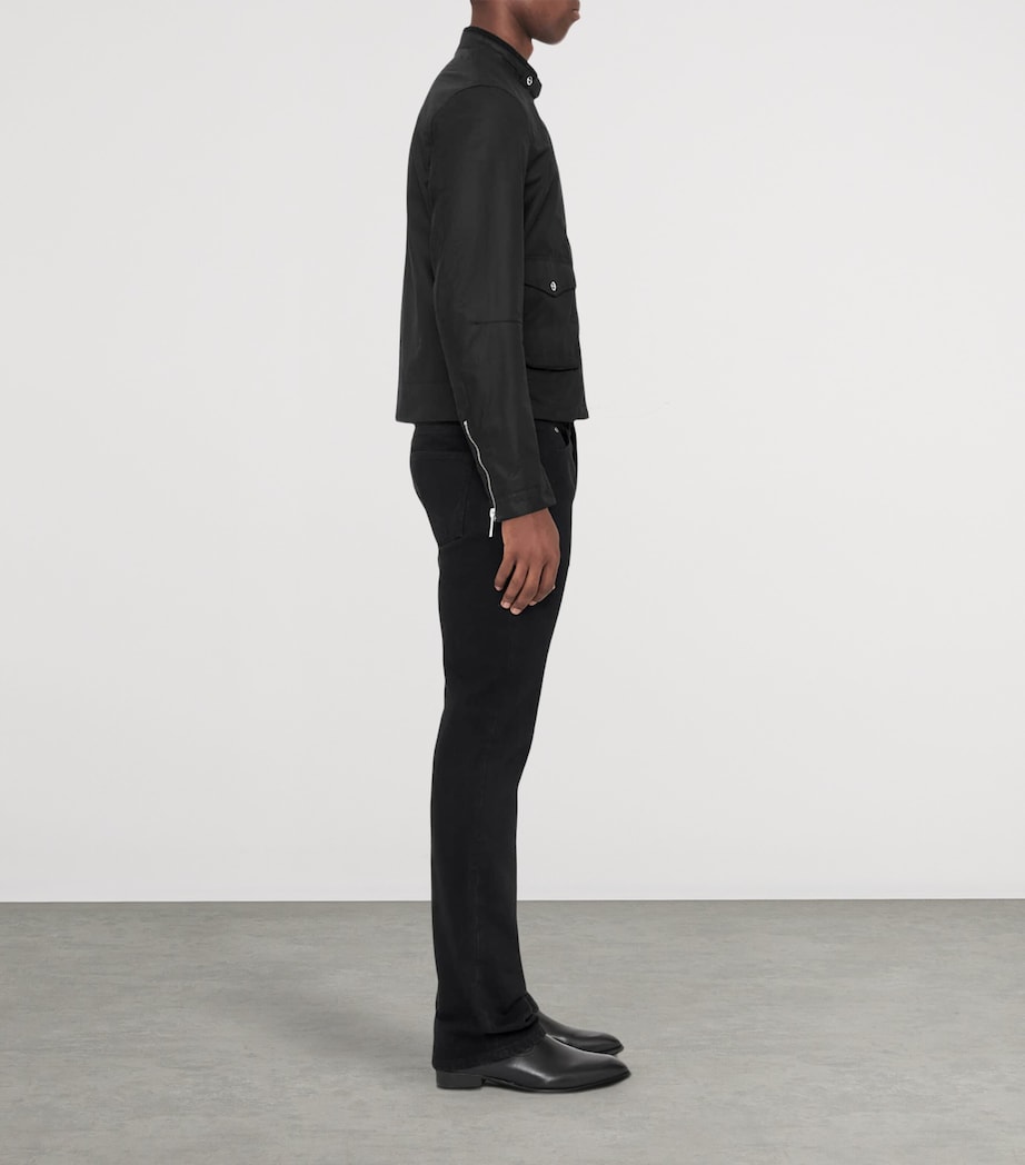 AllSaints Mens Waxed Cotton Kirk Jacket Washed Black Image 6
