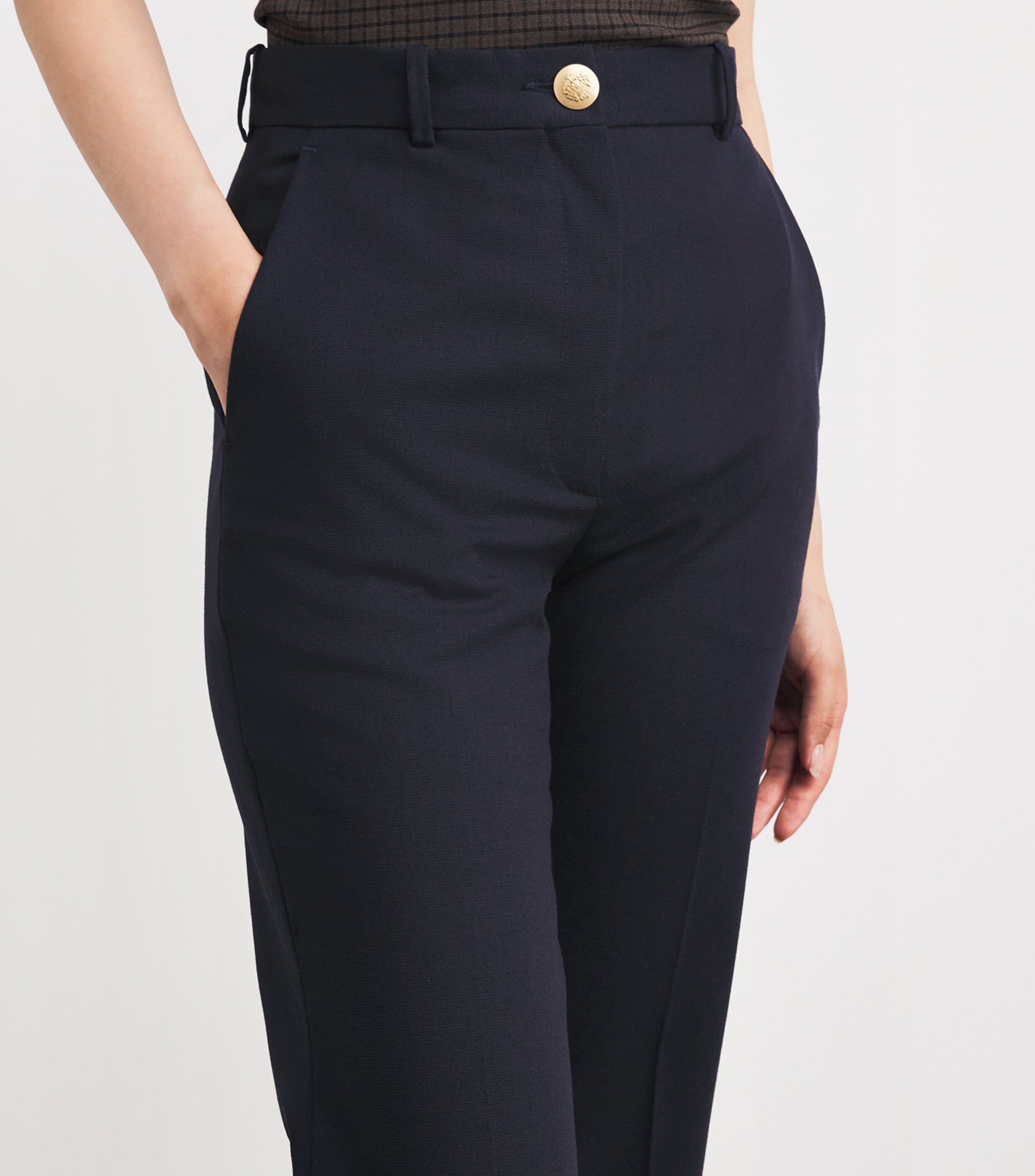 Wool-Blend Flared Trousers NAVY BLUE Image 6