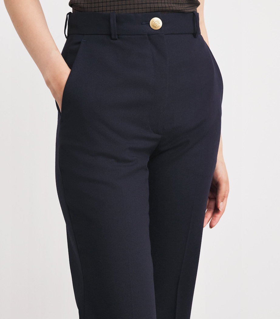 Wool-Blend Flared Trousers NAVY BLUE Image 6