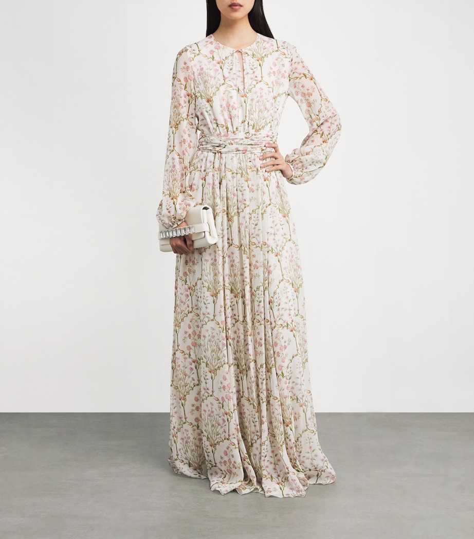 Silk-Georgette Belted Gown P068 IVORY Image 2