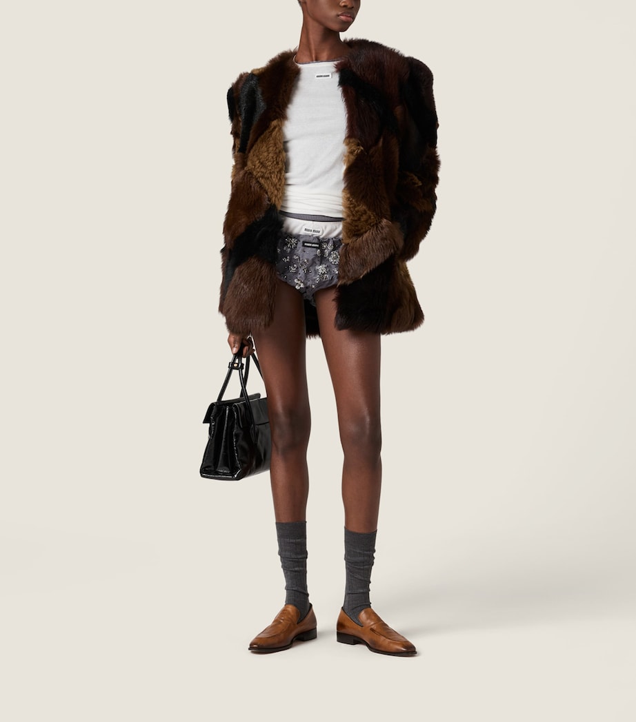 Miu Miu Womens Embellished Cotton-Blend Briefs Image 2