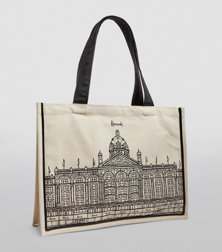 Large Harrods Outline Tote Bag IVORY Image 3