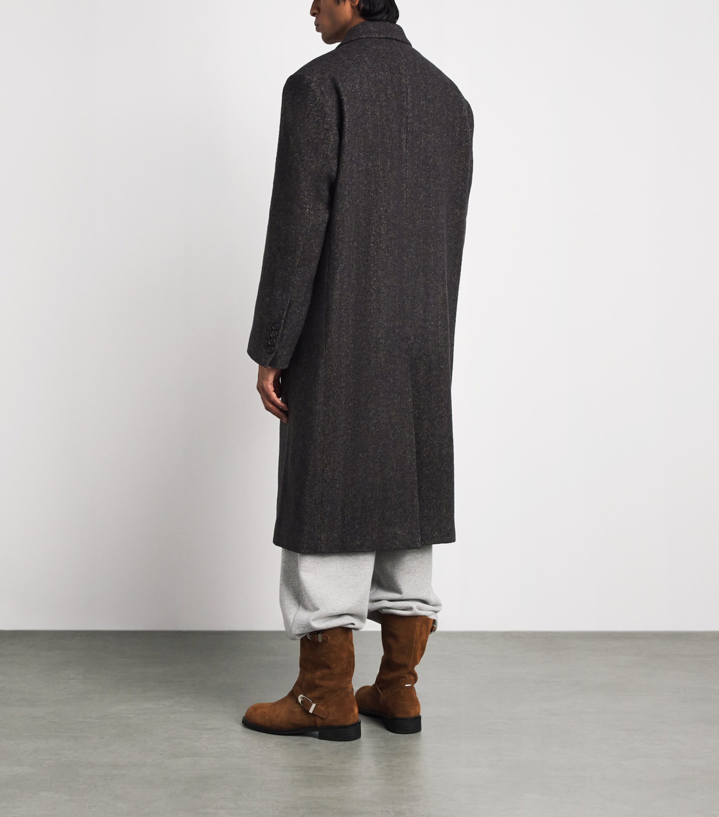 System Mens Wool Single-Breasted Overcoat Dark Brown Image 5