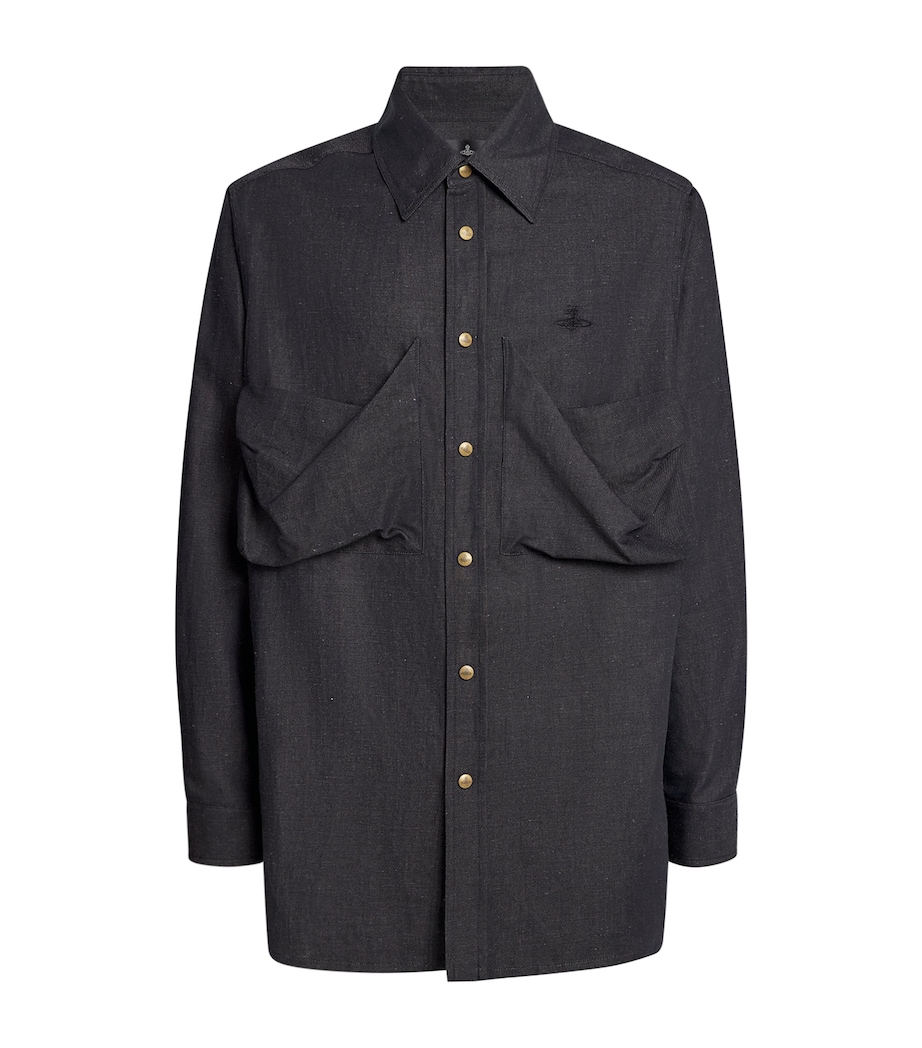 Cotton-Linen Achilles Overshirt K410 NAVY Image 1