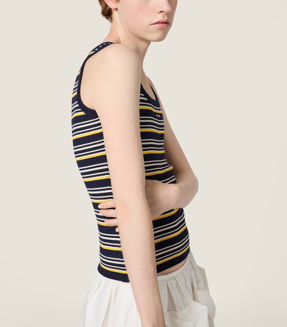 Miu Miu Womens Cotton Stripe Tank Top Blue Image 4