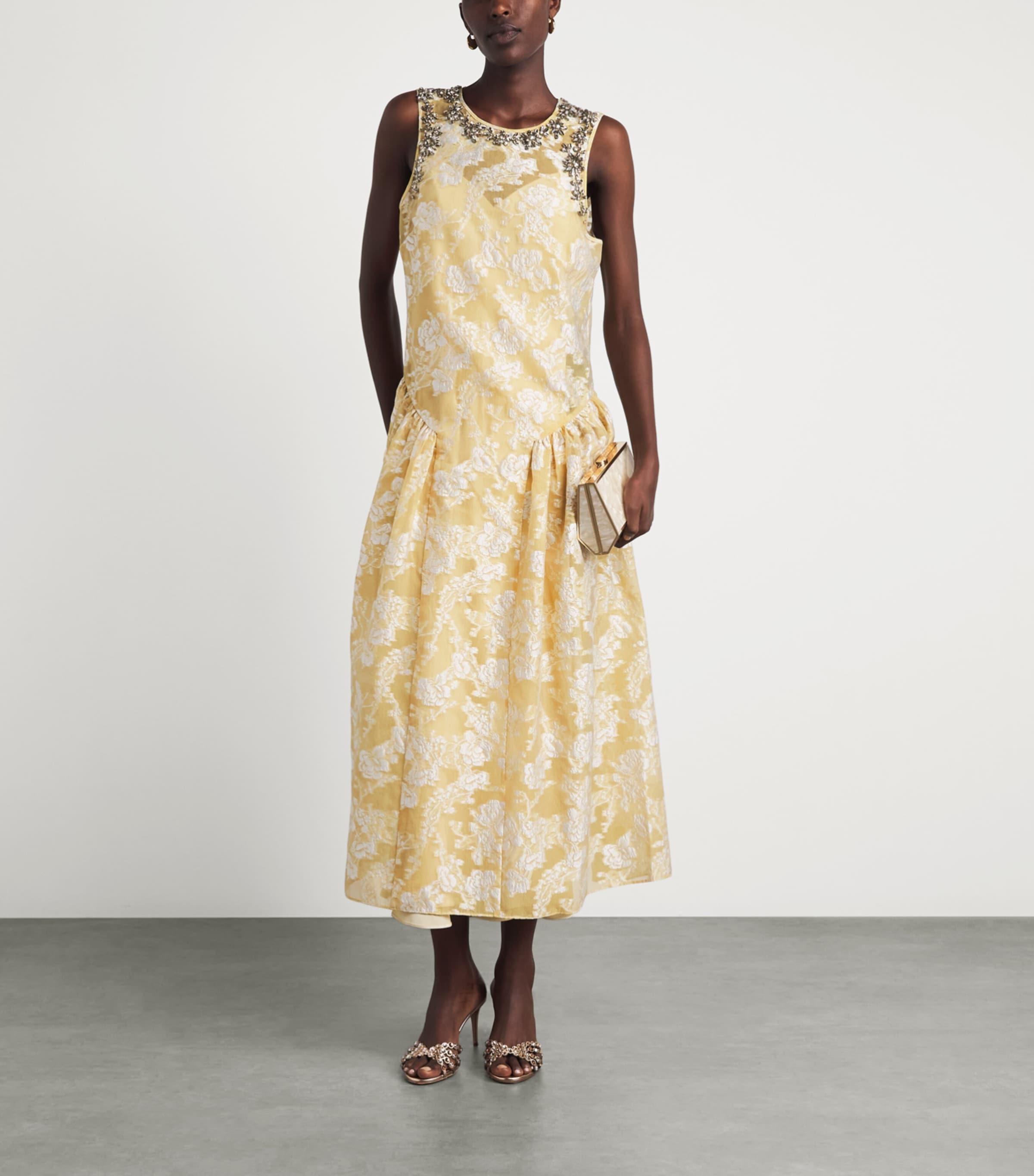 cinq a sept gold dress Organza Jacquard Florence Midi amanda