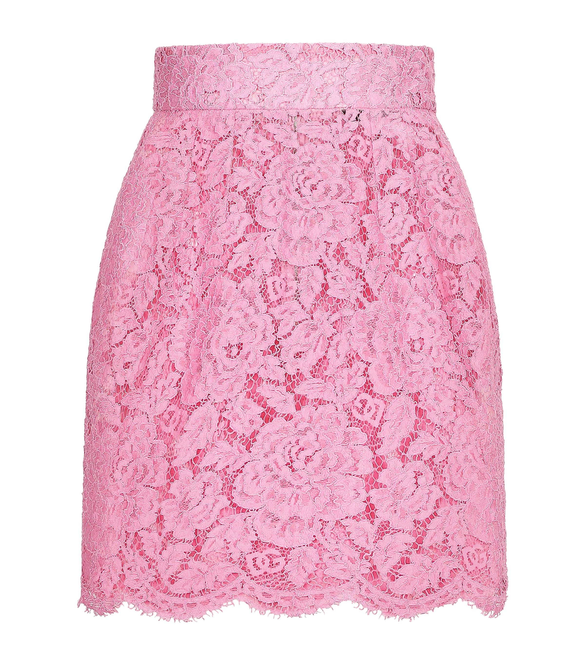 Dolce & Gabbana Branded Floral Cordonetto Lace Miniskirt
