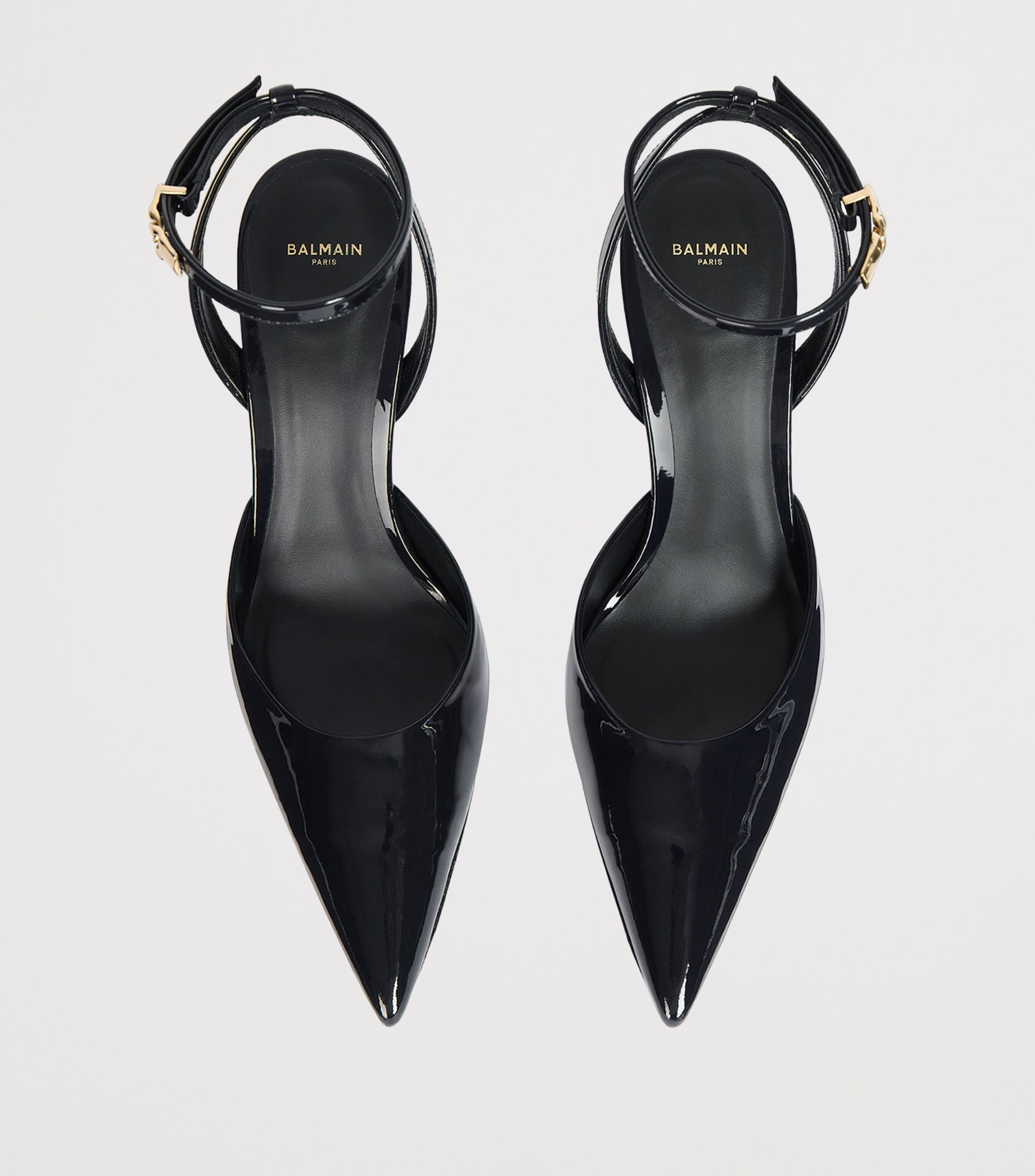 Balmain Patent Leather Strappy Pumps 95 Dark Navy Image 4