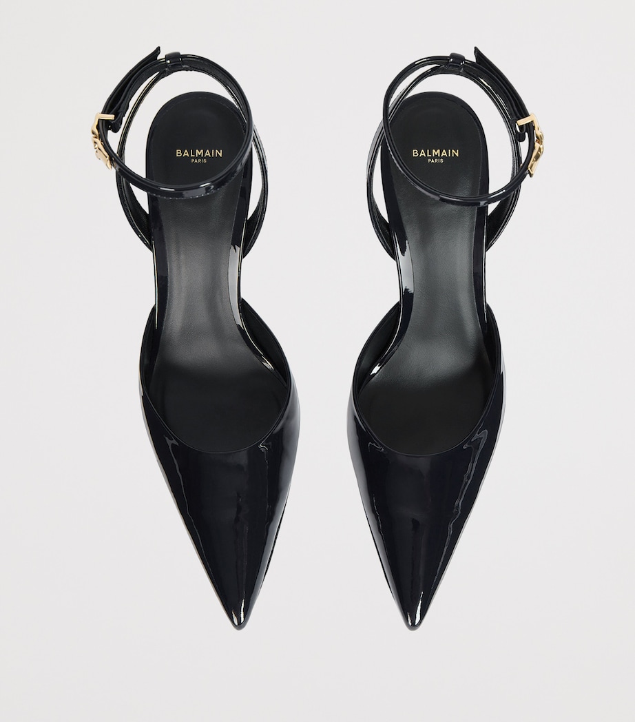 Balmain Patent Leather Strappy Pumps 95 Dark Navy Image 4