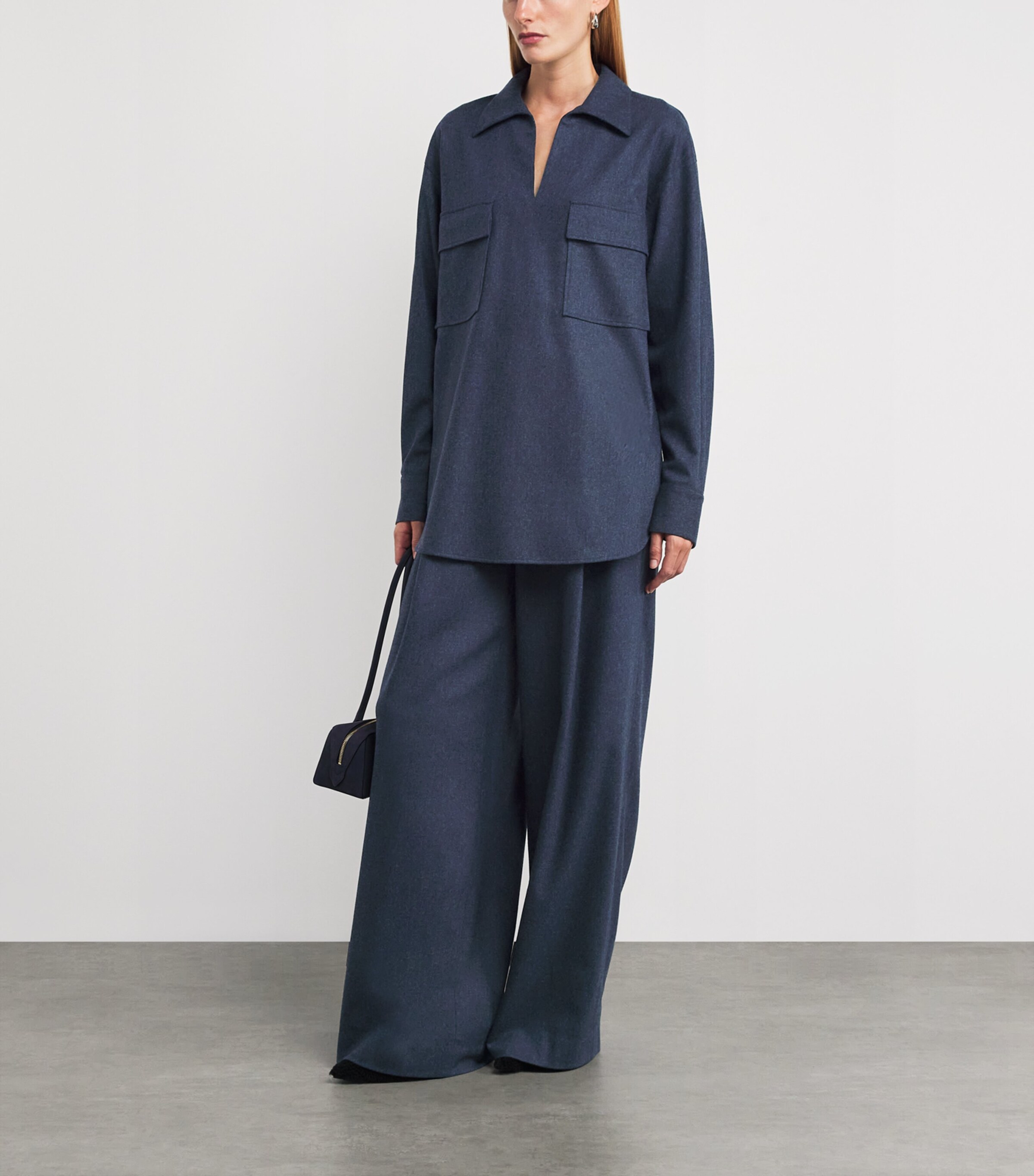 Lafayette 148 Womens Wool-Cashmere Pullover Shirt Admr Blu Mln Image 2