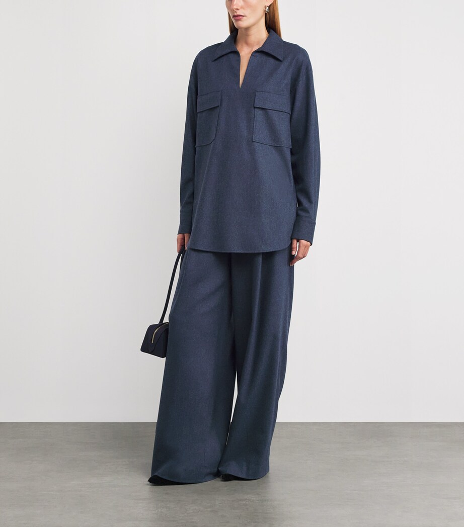 Lafayette 148 Womens Wool-Cashmere Pullover Shirt Admr Blu Mln Image 2