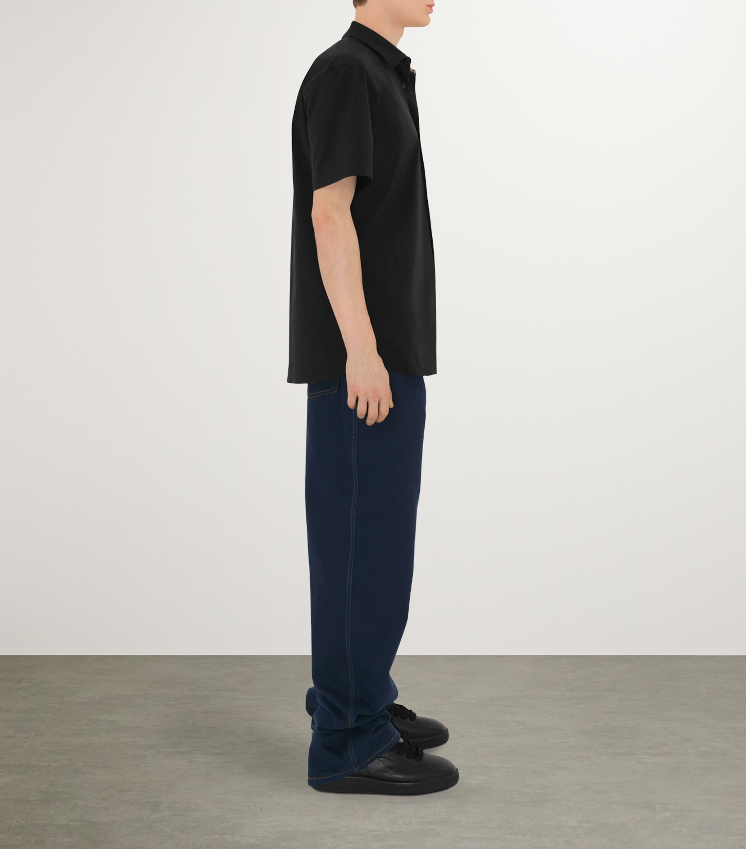 Stretch-Cotton Short-Sleeve Shirt BLACK Image 3