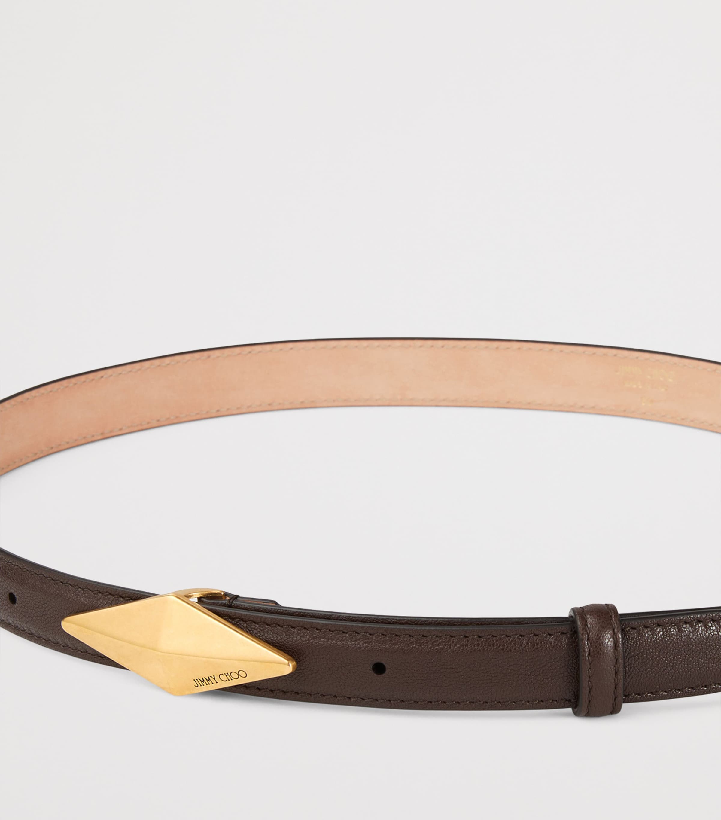Leather Diamond Clasp Belt CHOCOLATE/GOLD Image 5