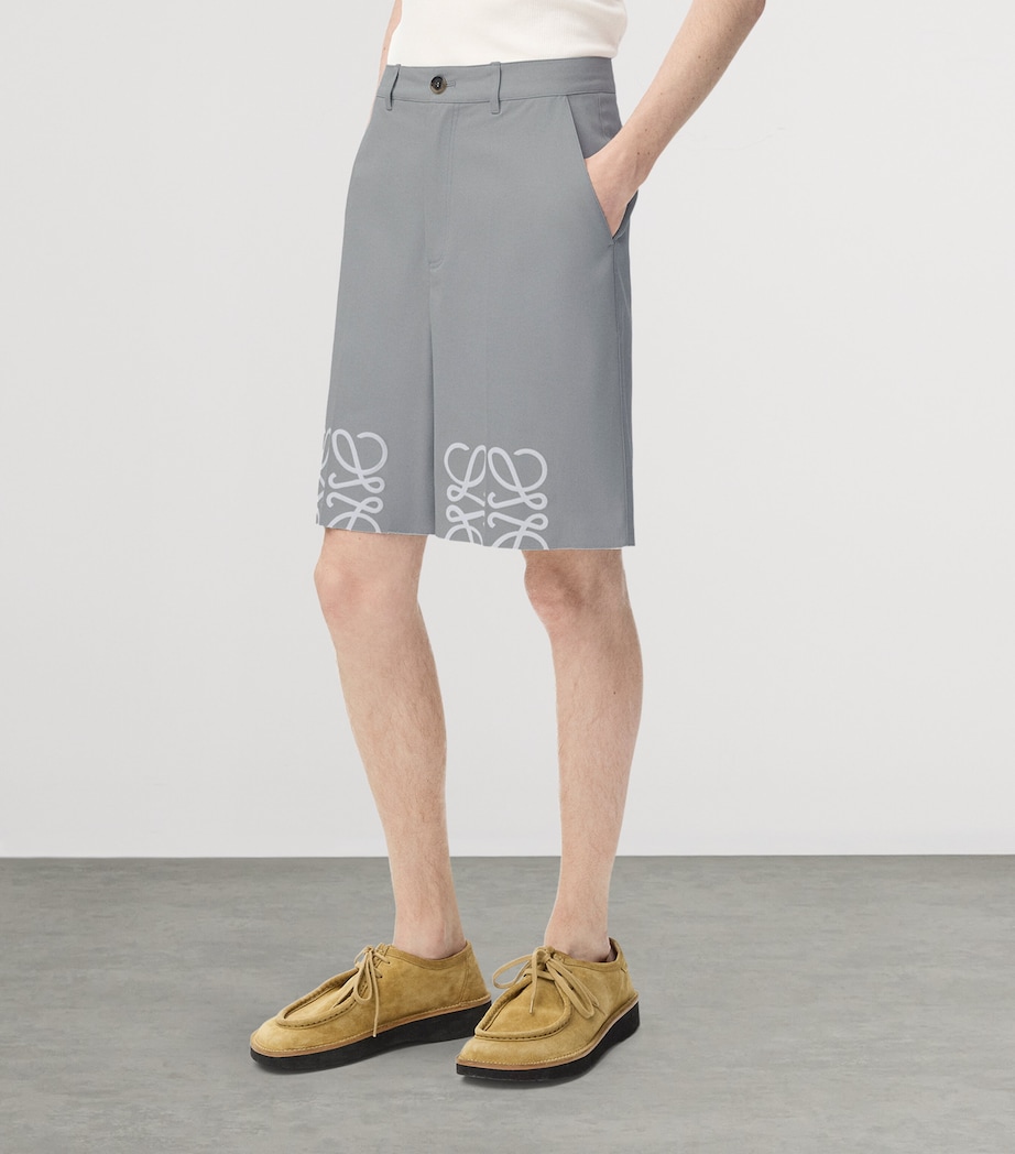 Cotton  Tailored Anagram Shorts LIGHT GREY Image 3