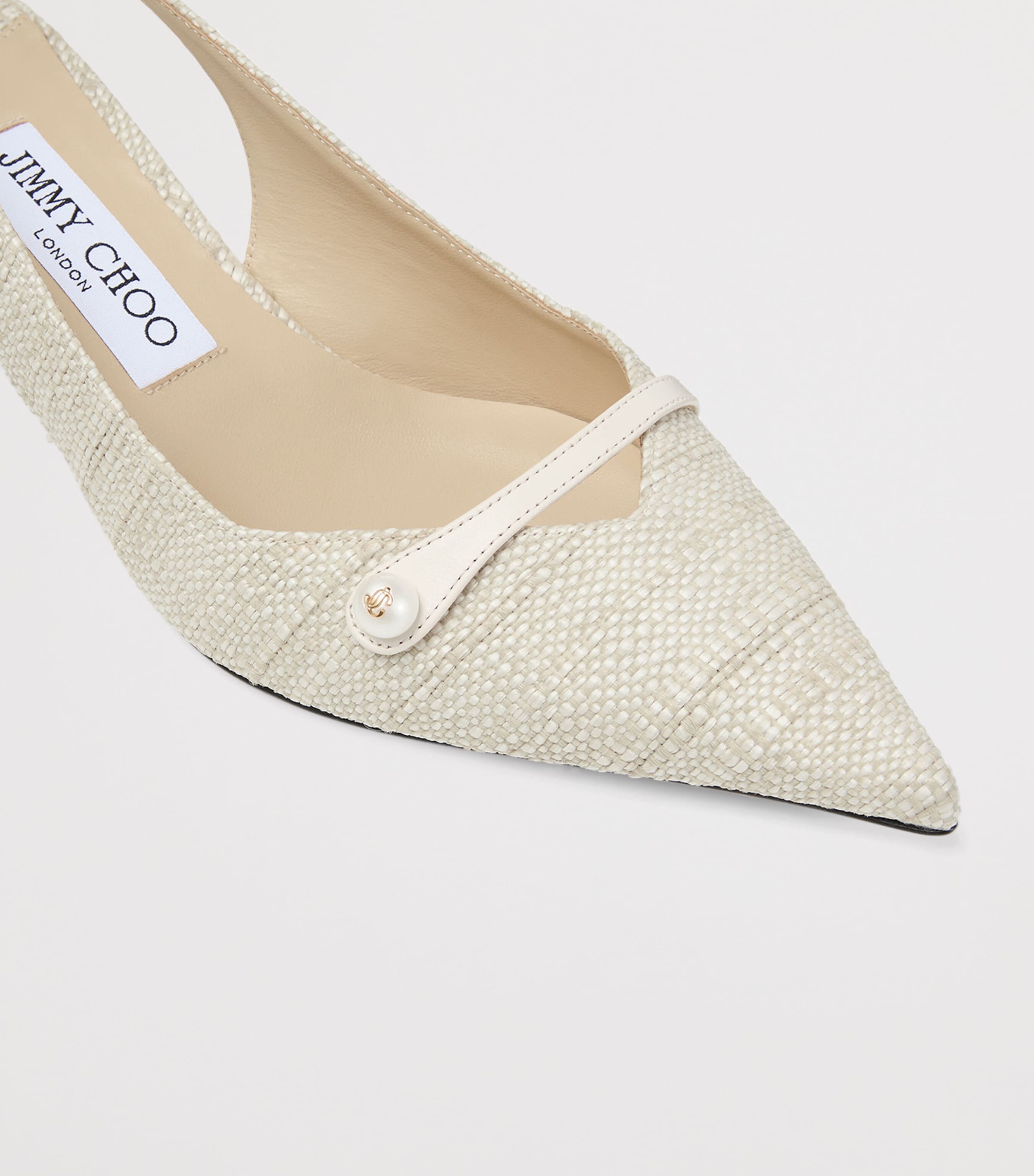 Jimmy Choo Womens Amita 45 Woven Slingback Pumps Natural Image 5
