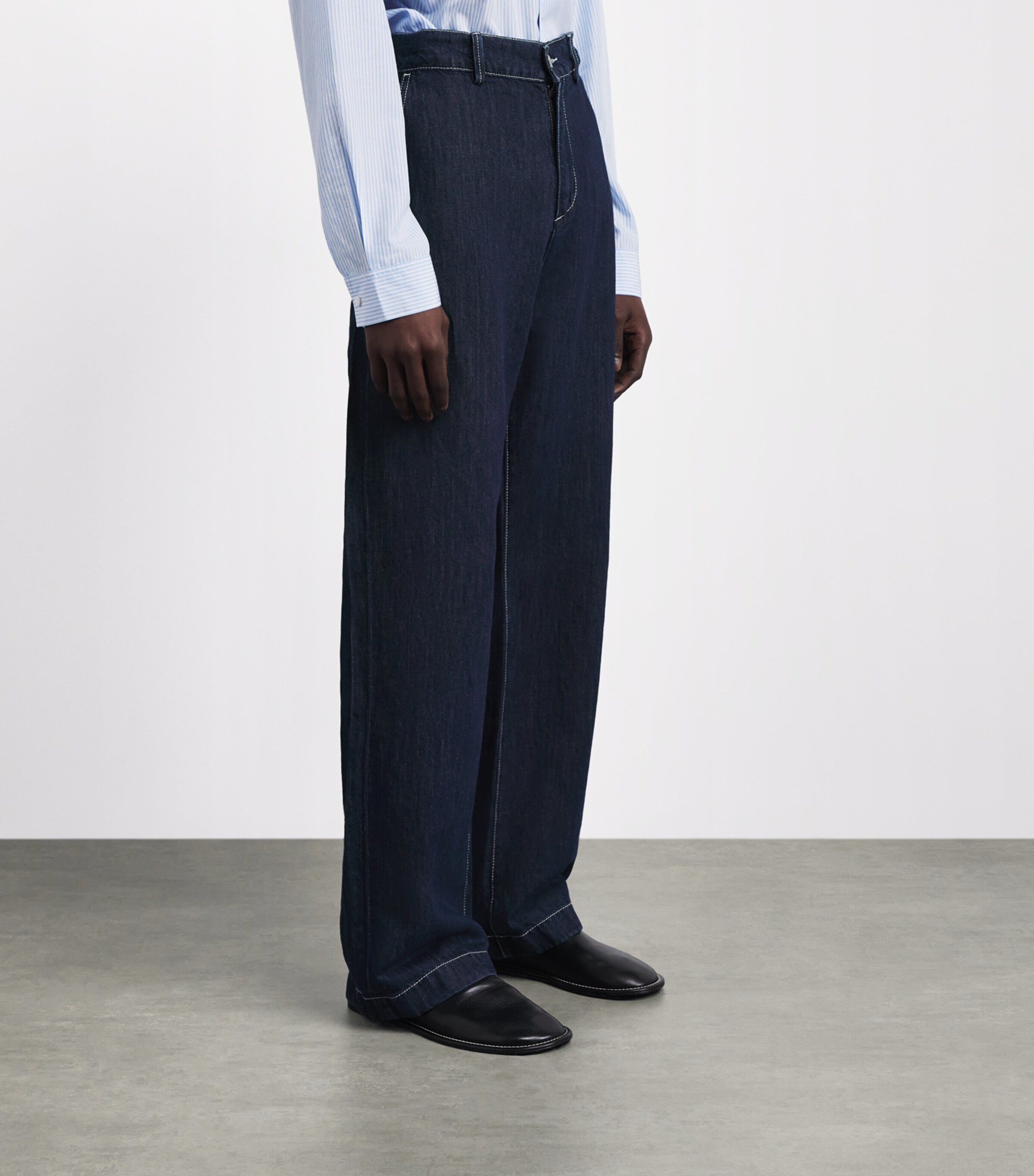 7 For All Mankind Mens Wide-Leg Denim Chinos Nocturnal Image 4