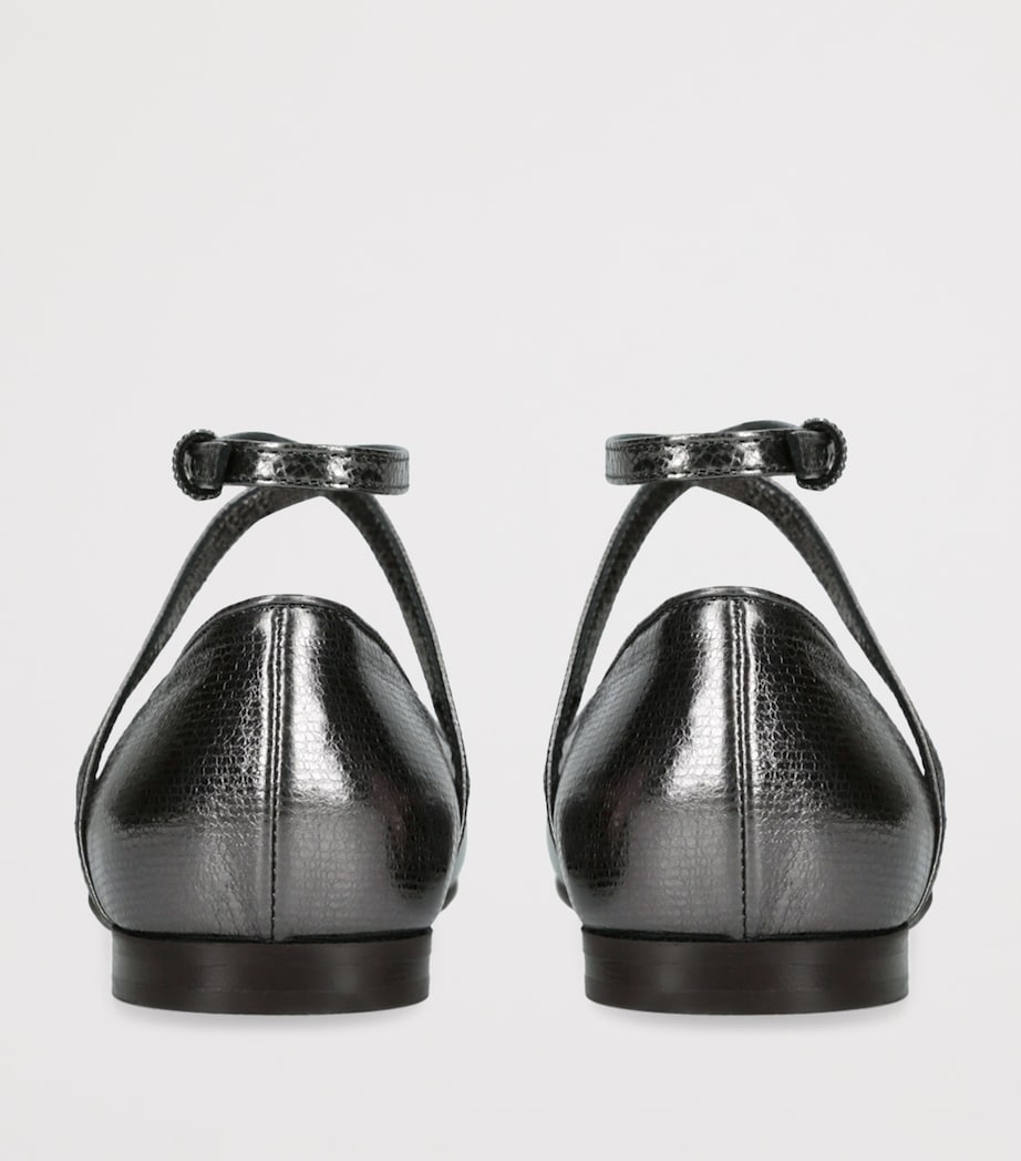 Leather Metallic Ballet Flats PEWTER Image 2