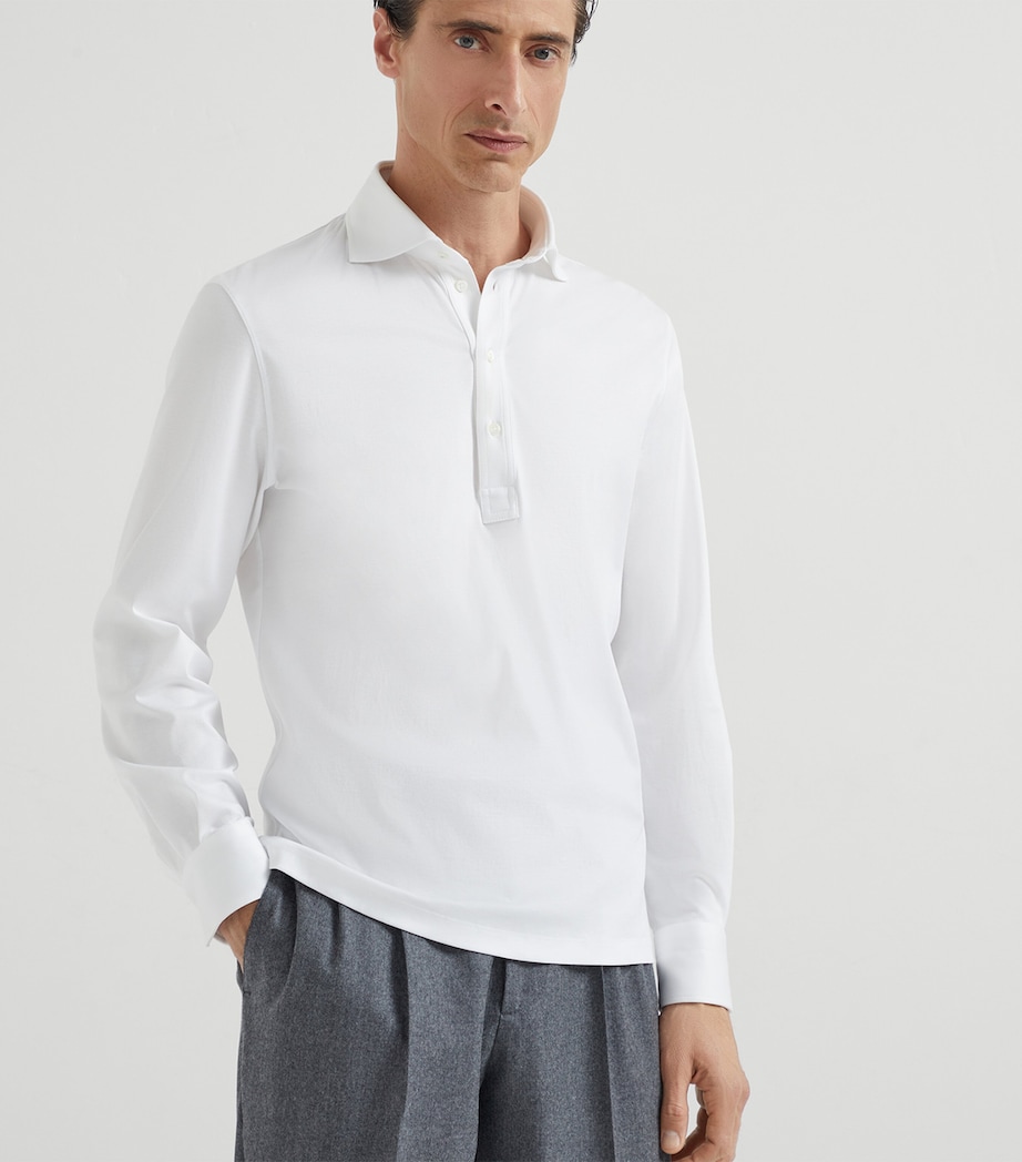Cotton Long-Sleeve Polo Shirt C6159 Image 2