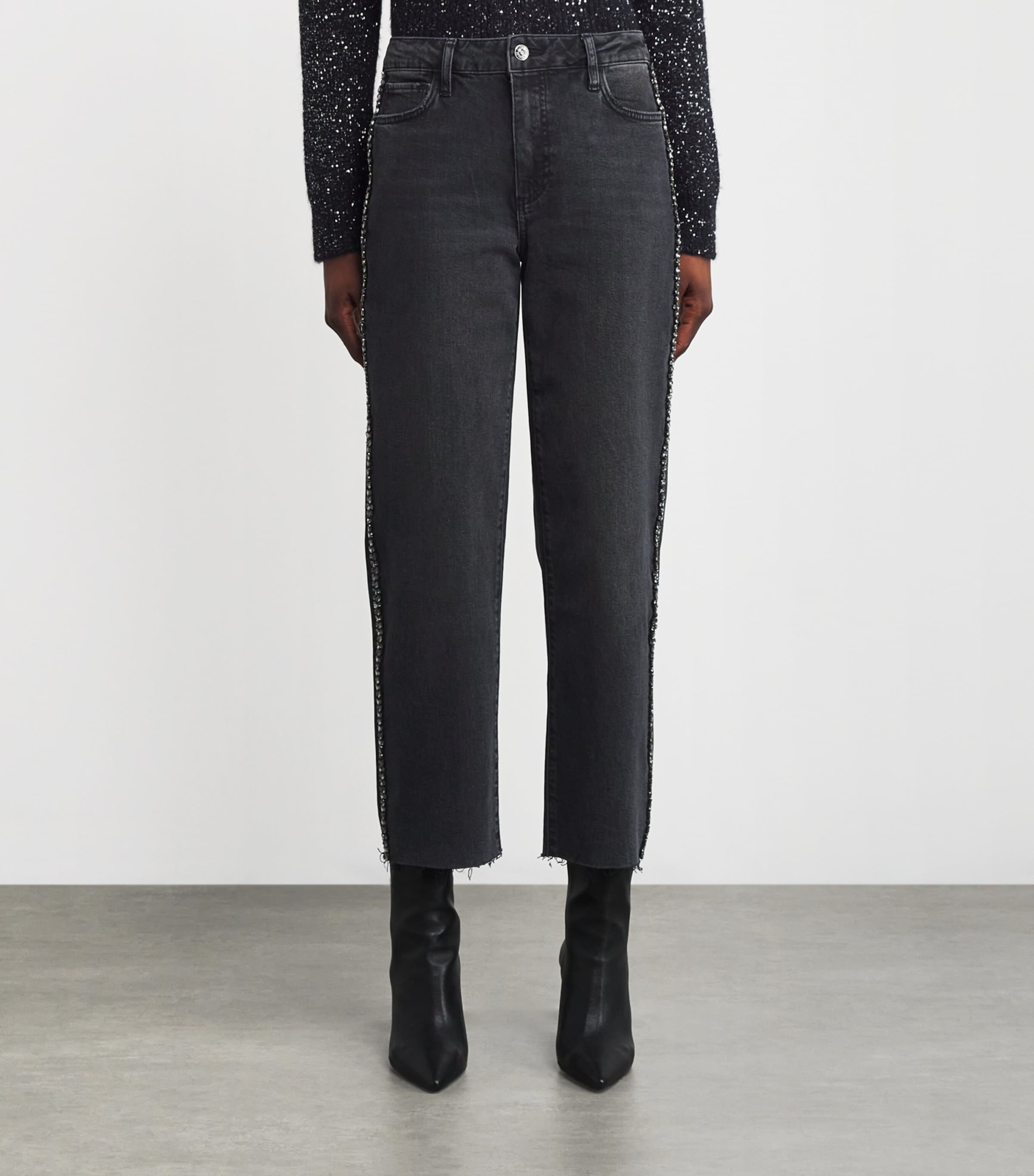 Embellished Mason Ankle Straight Jeans GLITZ BLACK EMB Image 3