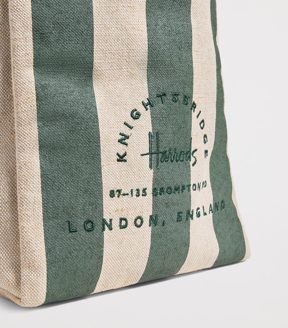 Jute Striped Logo Tote Bag GREEN Image 4