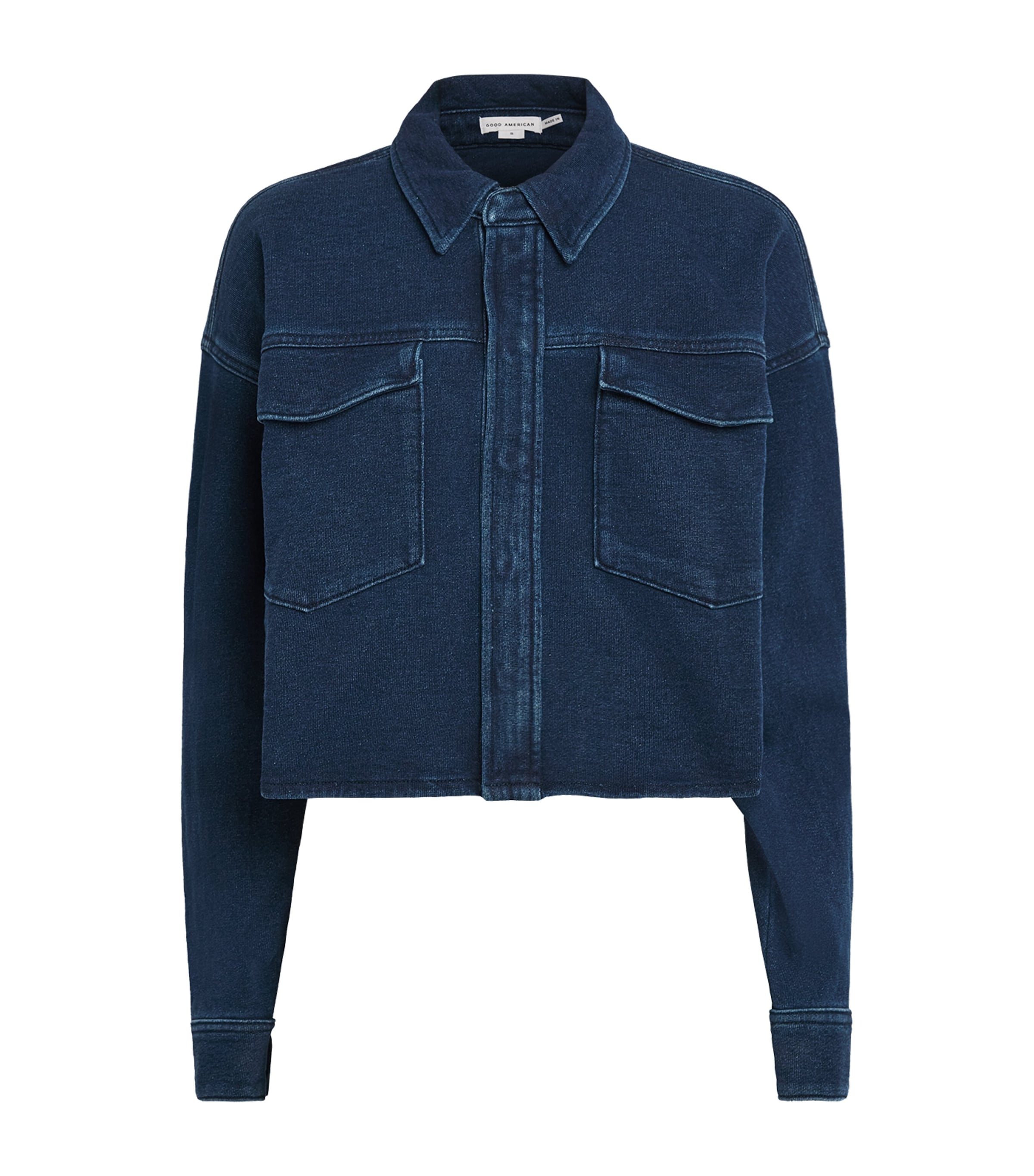 Good American Womens Cotton Cropped Jeanius Jacket Image 1