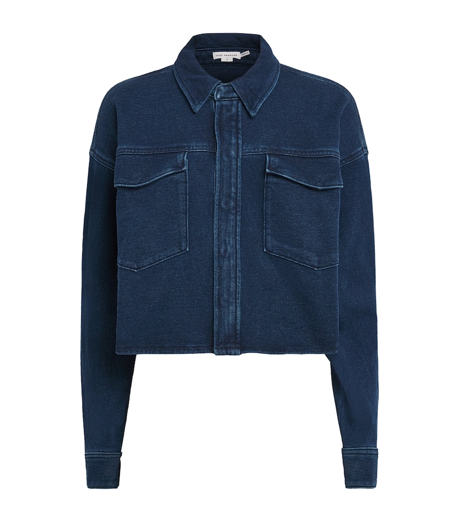 Good American Womens Cotton Cropped Jeanius Jacket Image 1