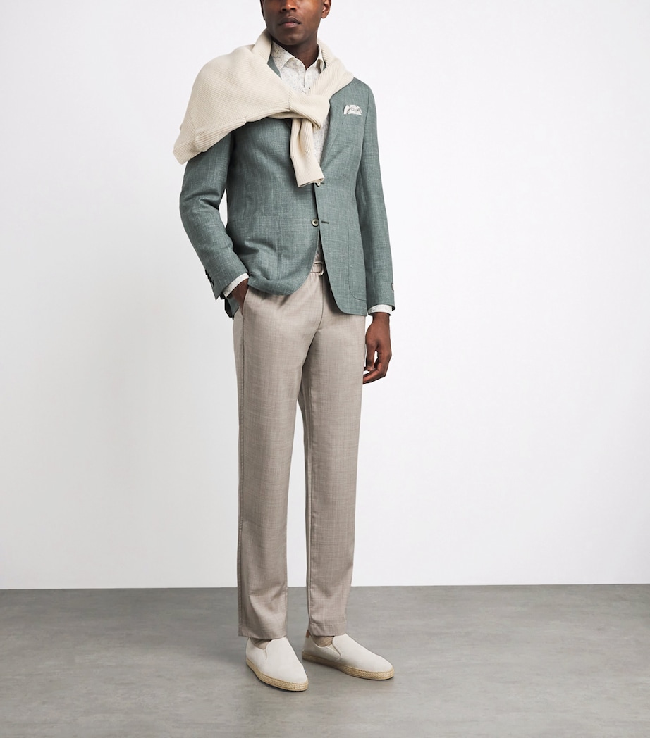 Canali Mens Wool-Silk-Linen Unlined Blazer Image 2