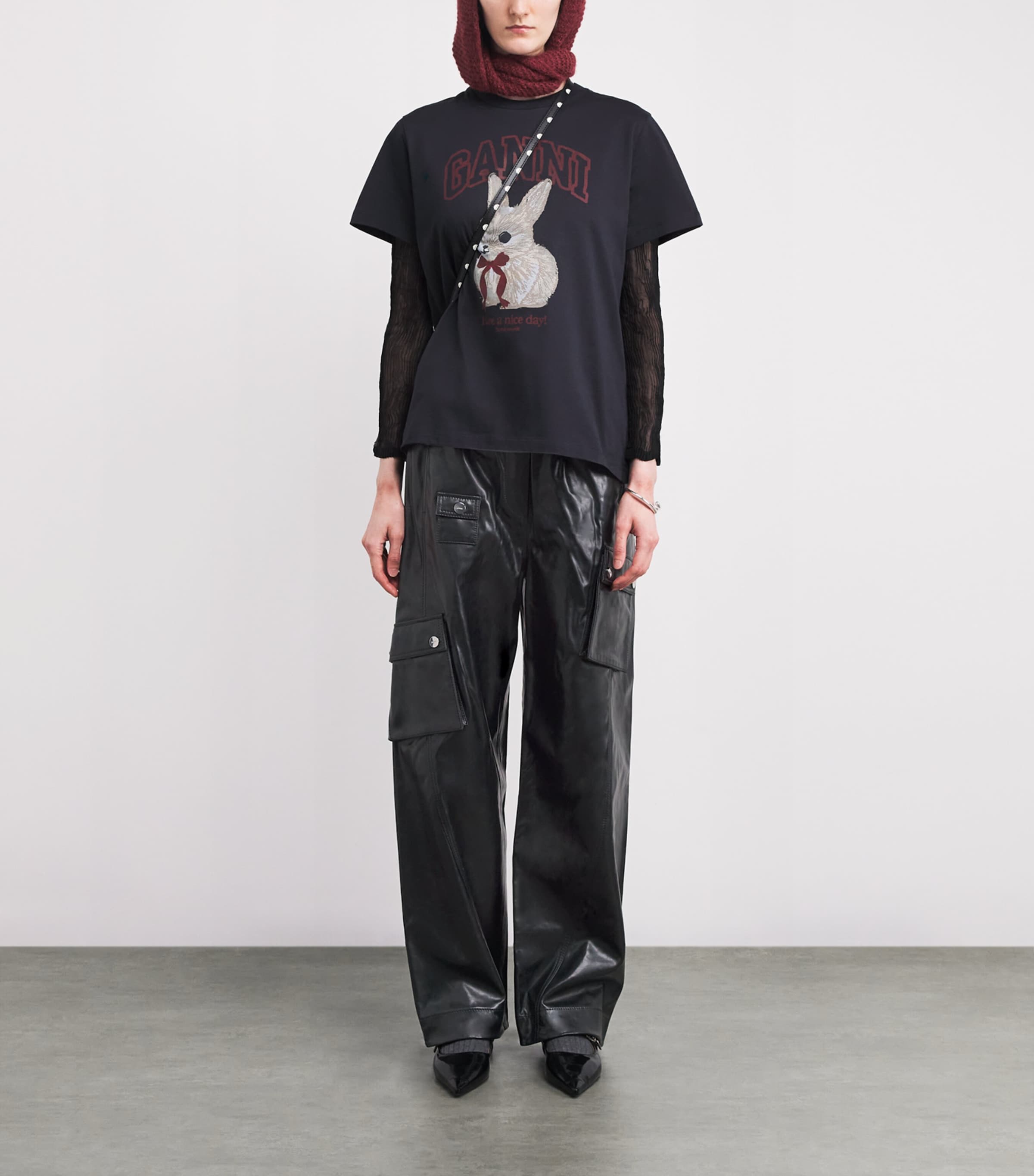 Recycled Leather-Blend Future Cargo Trousers 099 BLACK Image 2