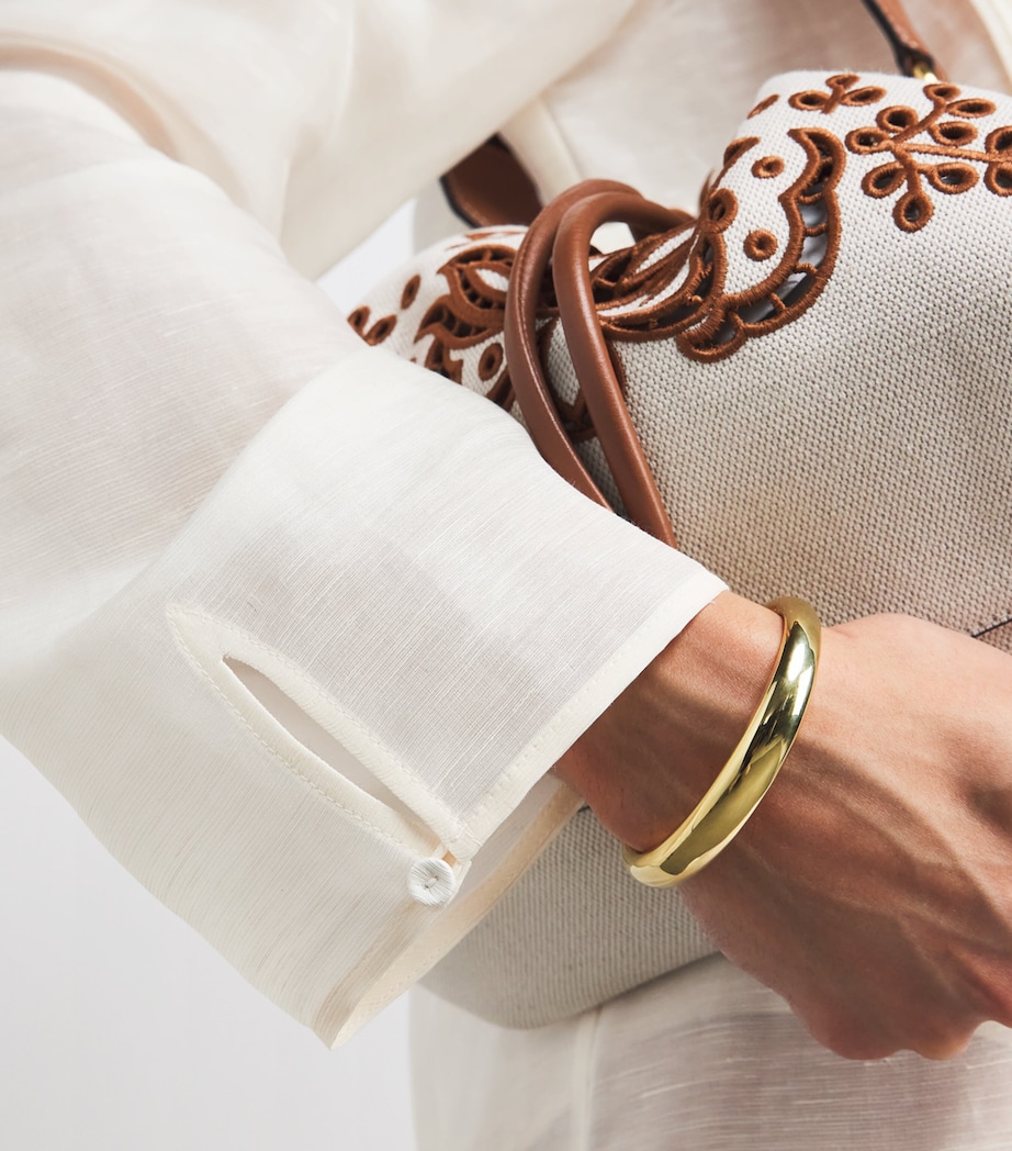 Linen-Silk Pleated Mini Kaftan 106 NEW IVORY Image 4