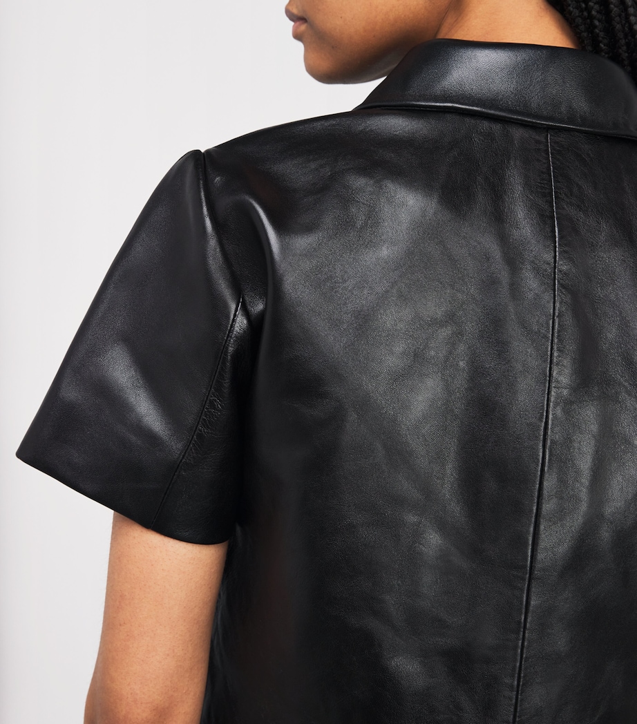 Maje Womens Cropped Leather Jacket Black Image 6