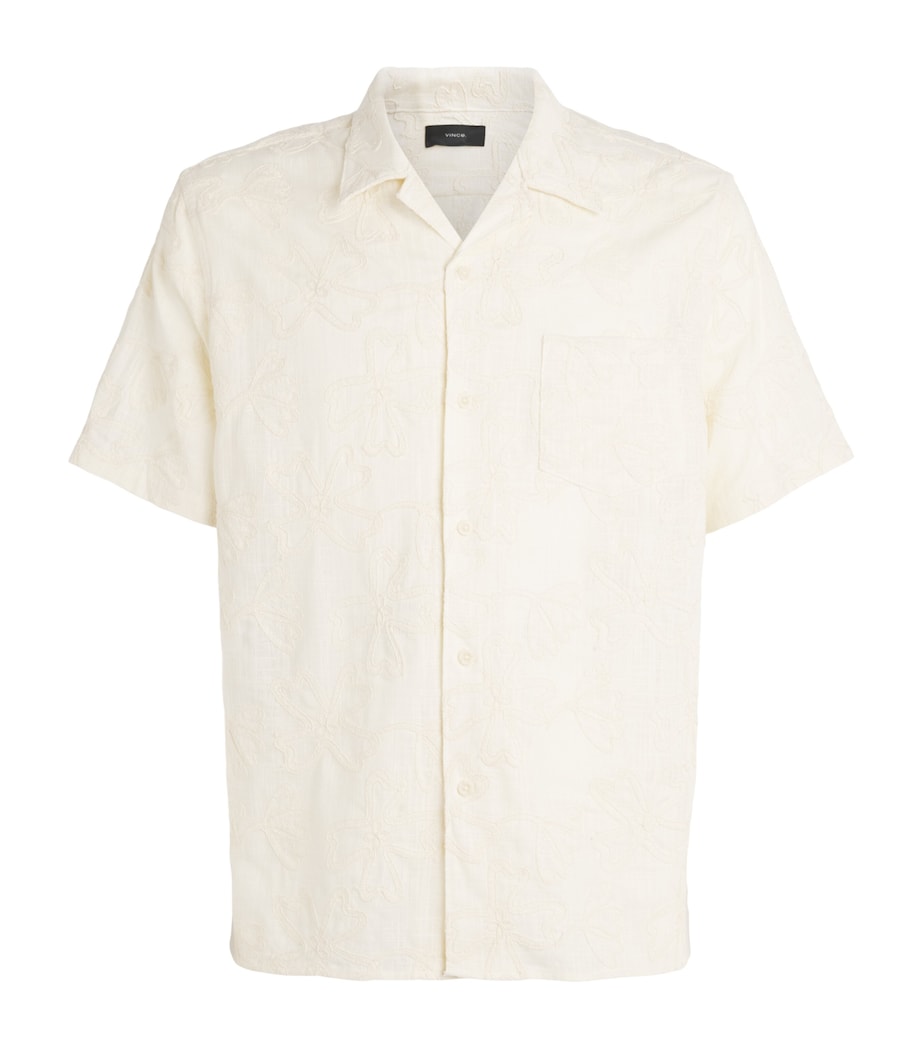 Vince Mens Embroidered Floral Cabana Shirt Blanco Image 1