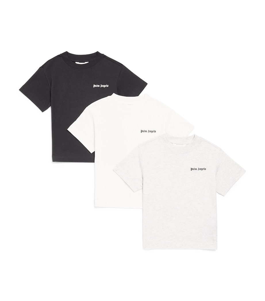 Palm Angels Kids Set of 3 Cotton Logo T-Shirts (4-12+ Years) Blk Co Gry Mel Image 1