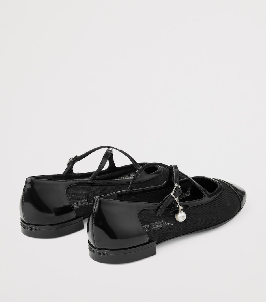 Eleri Patent Leather-Mesh Ballet Flats BLACK/BLACK Image 4