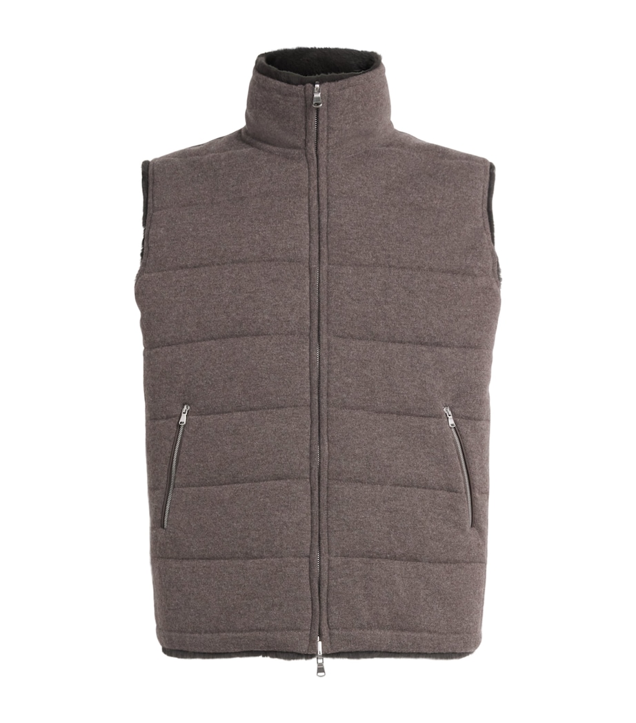 Cashmere Rex Fur-Lined Vermont Gilet BISCOTTI DARK BROWN Image 1