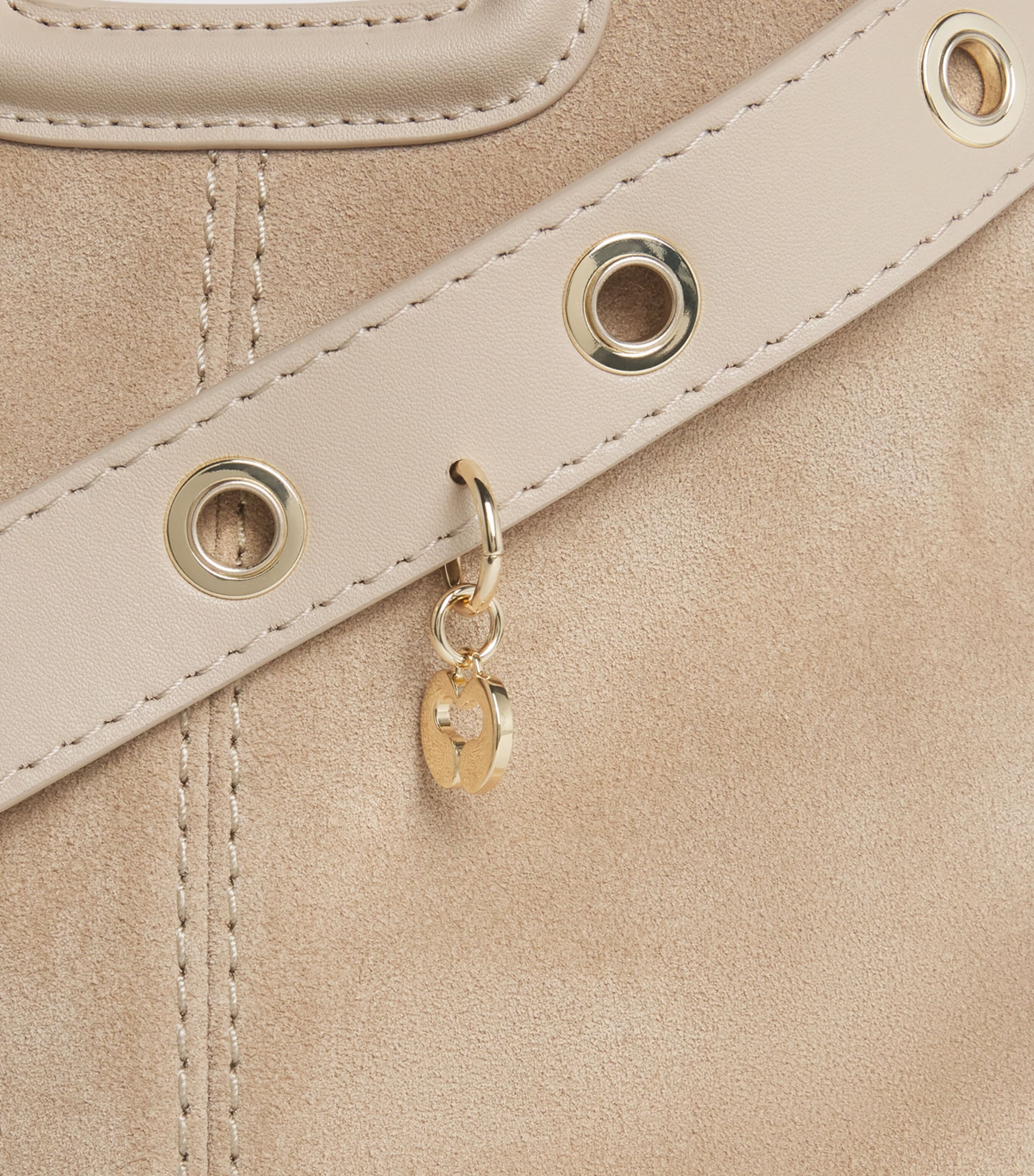 Maje Mini Suede Miss M Shoulder Bag Cappucino Image 6