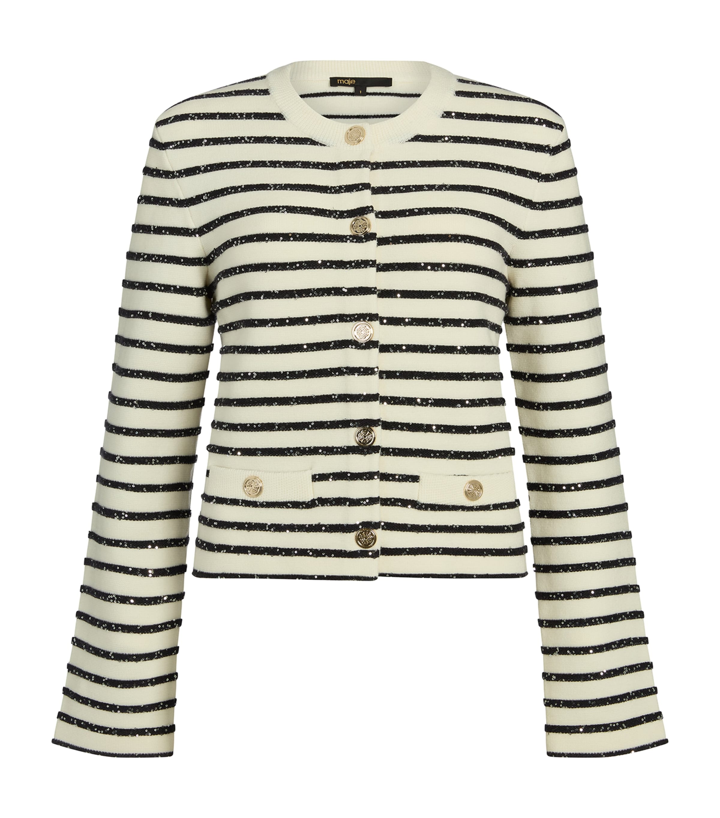 Maje Rhinestone Sleeveless Cardigan In Neutral