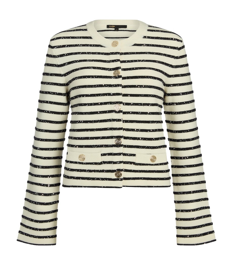 Rhinestone Sleeveless Cardigan WHITE/NAVY Image 1