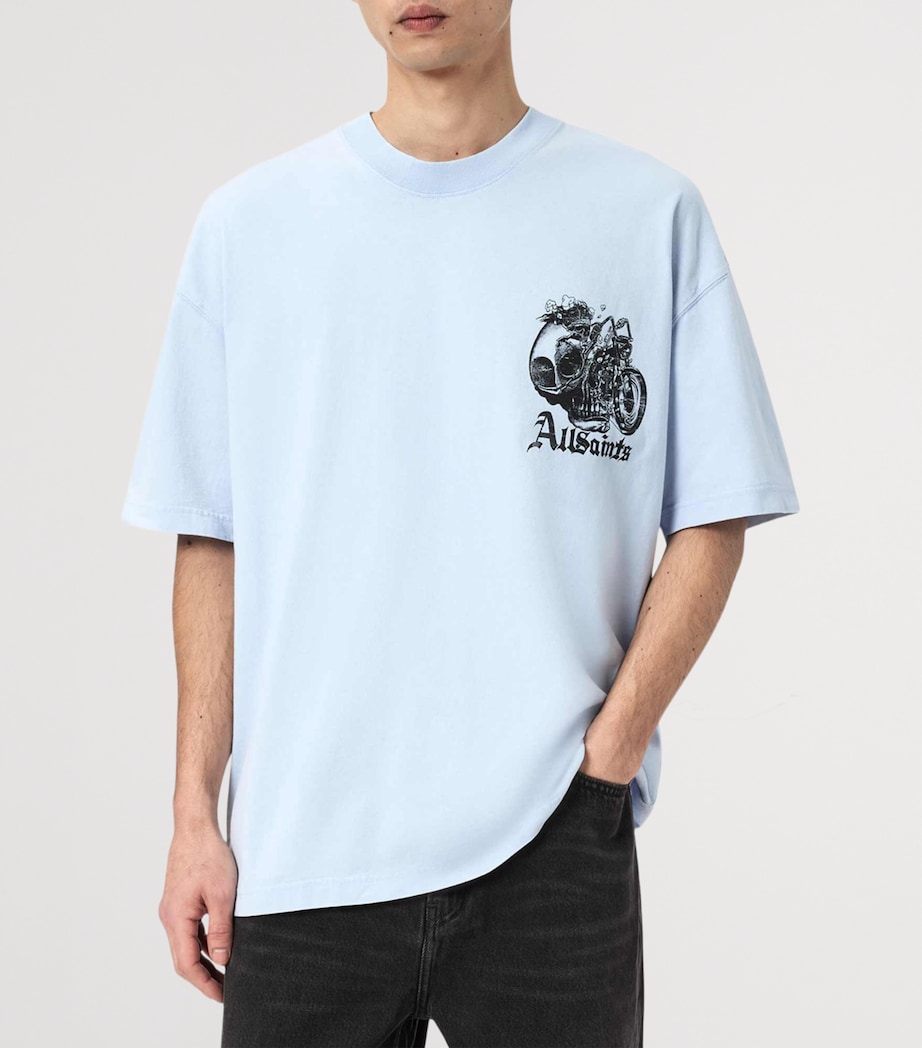 AllSaints Mens Organic Cotton Oversized Panhead T-Shirt Villa Blue Image 3