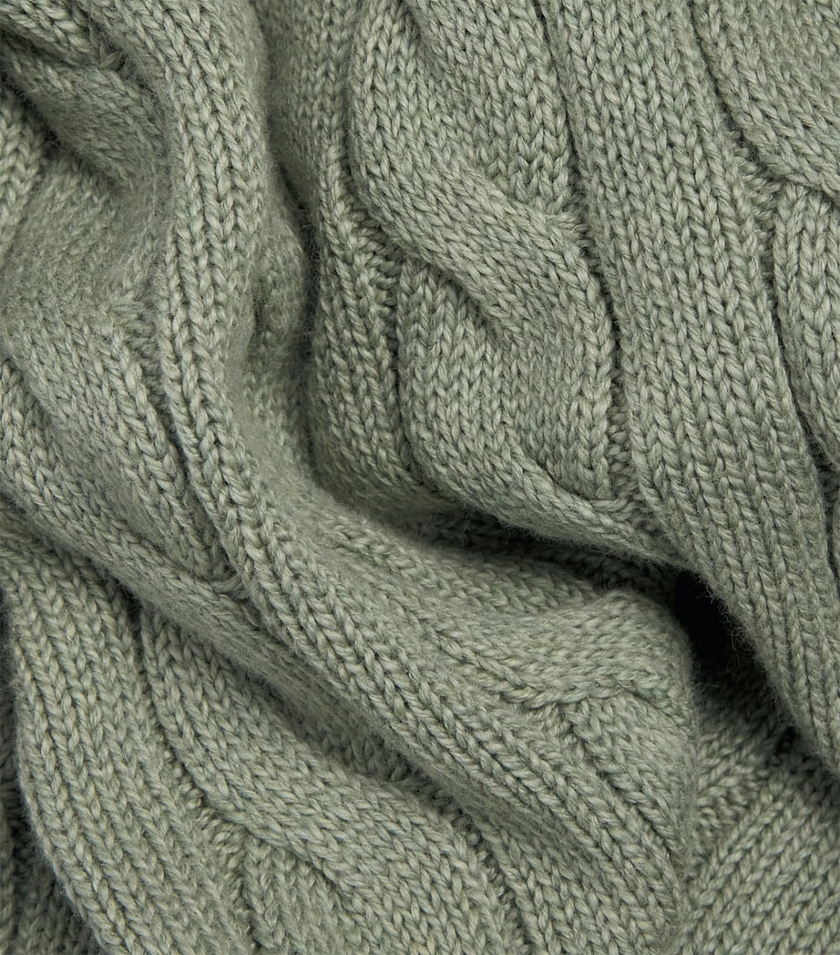 Cotton Cable Knit Half-Zip Sweater GREEN HEATHER Image 5