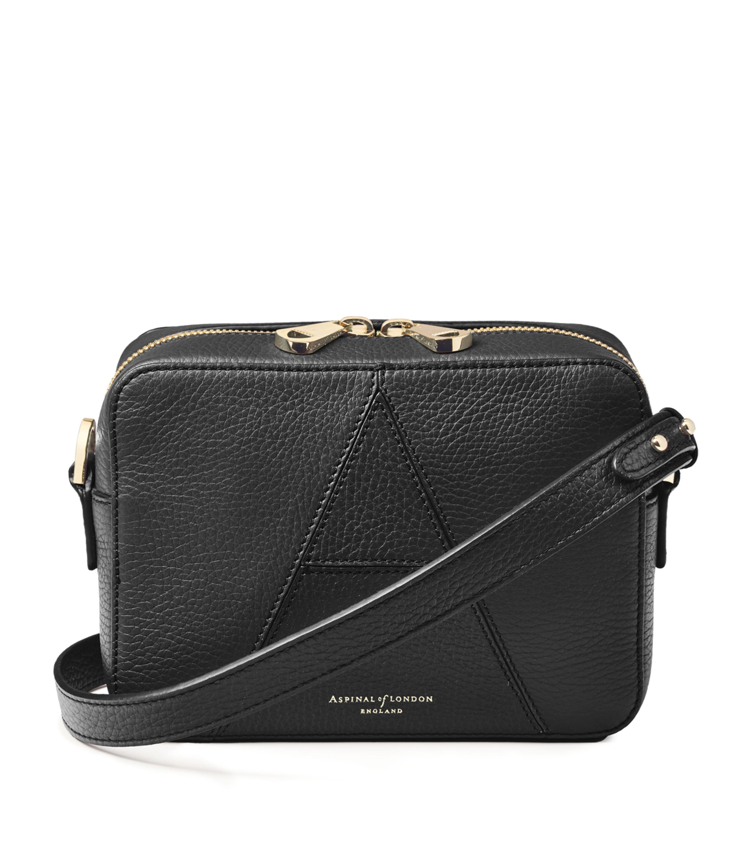 Aspinal Of London Leather Camera ‘a' Cross-body Bag In Black