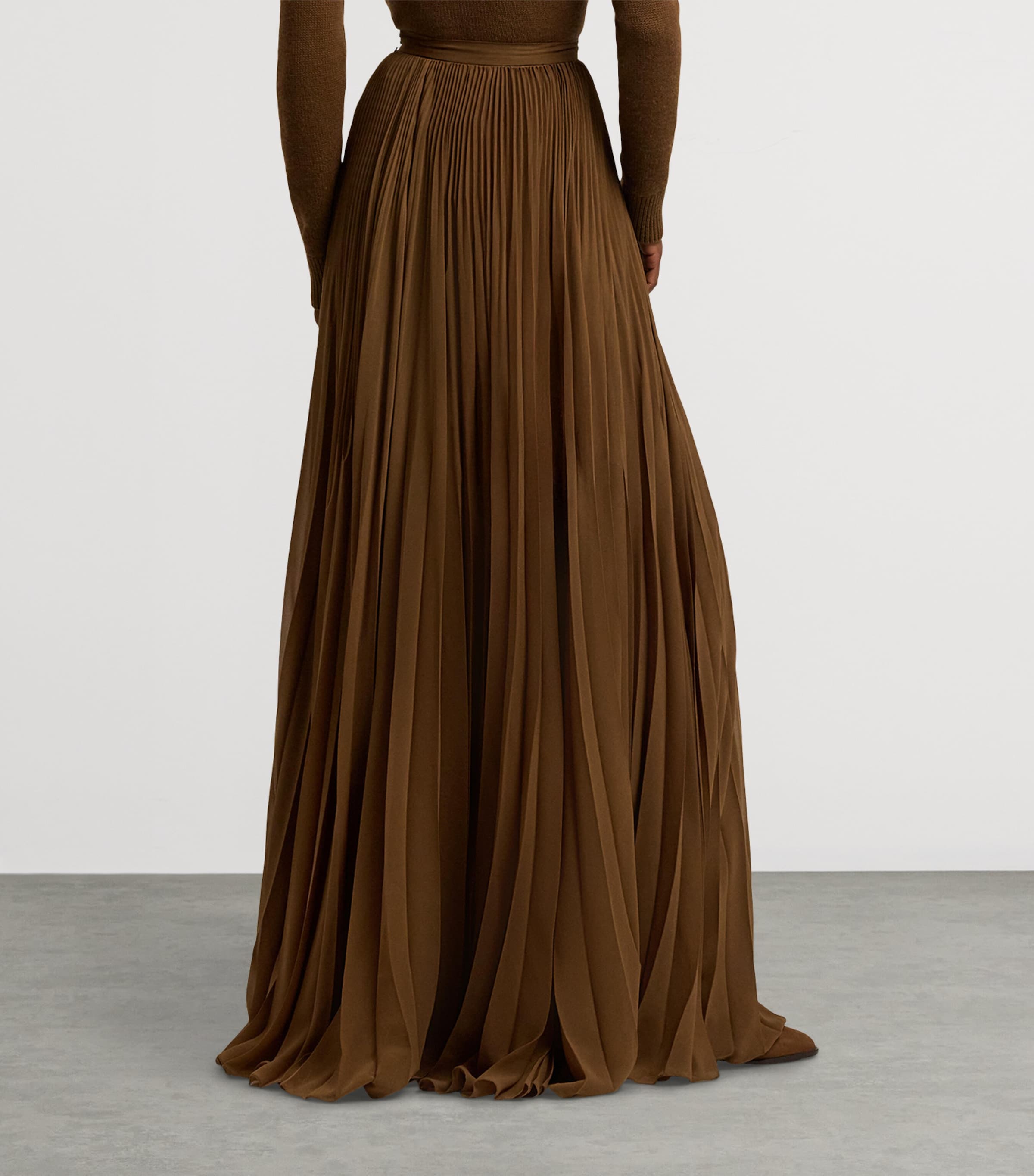 Chiffon Pleated Marsha Maxi Skirt COGNAC Image 8