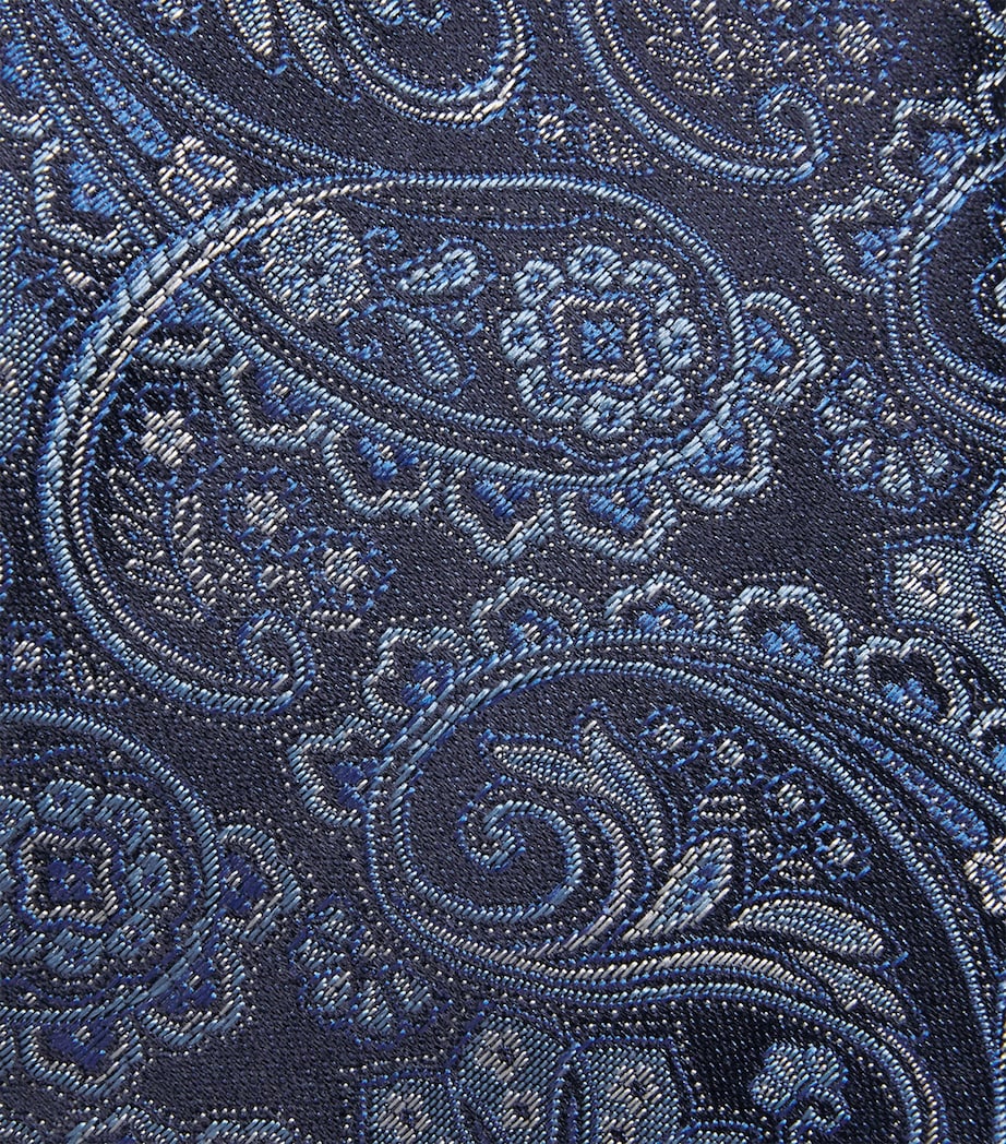 Eton Silk Paisley Tie Navy Blue Image 3