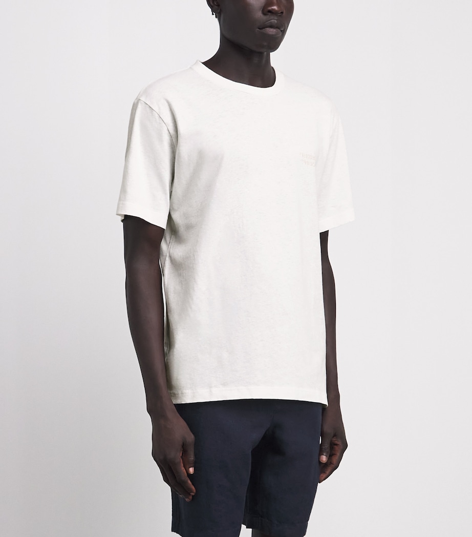 Frescobol Carioca Mens Cotton-Linen Dinis T-Shirt Cream Image 4