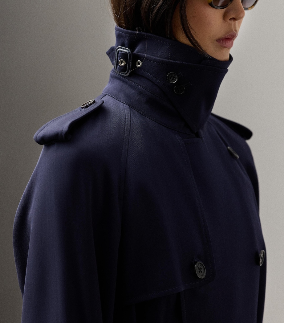 Wool-Blend Alecia Trench Coat NAVY-410 Image 7