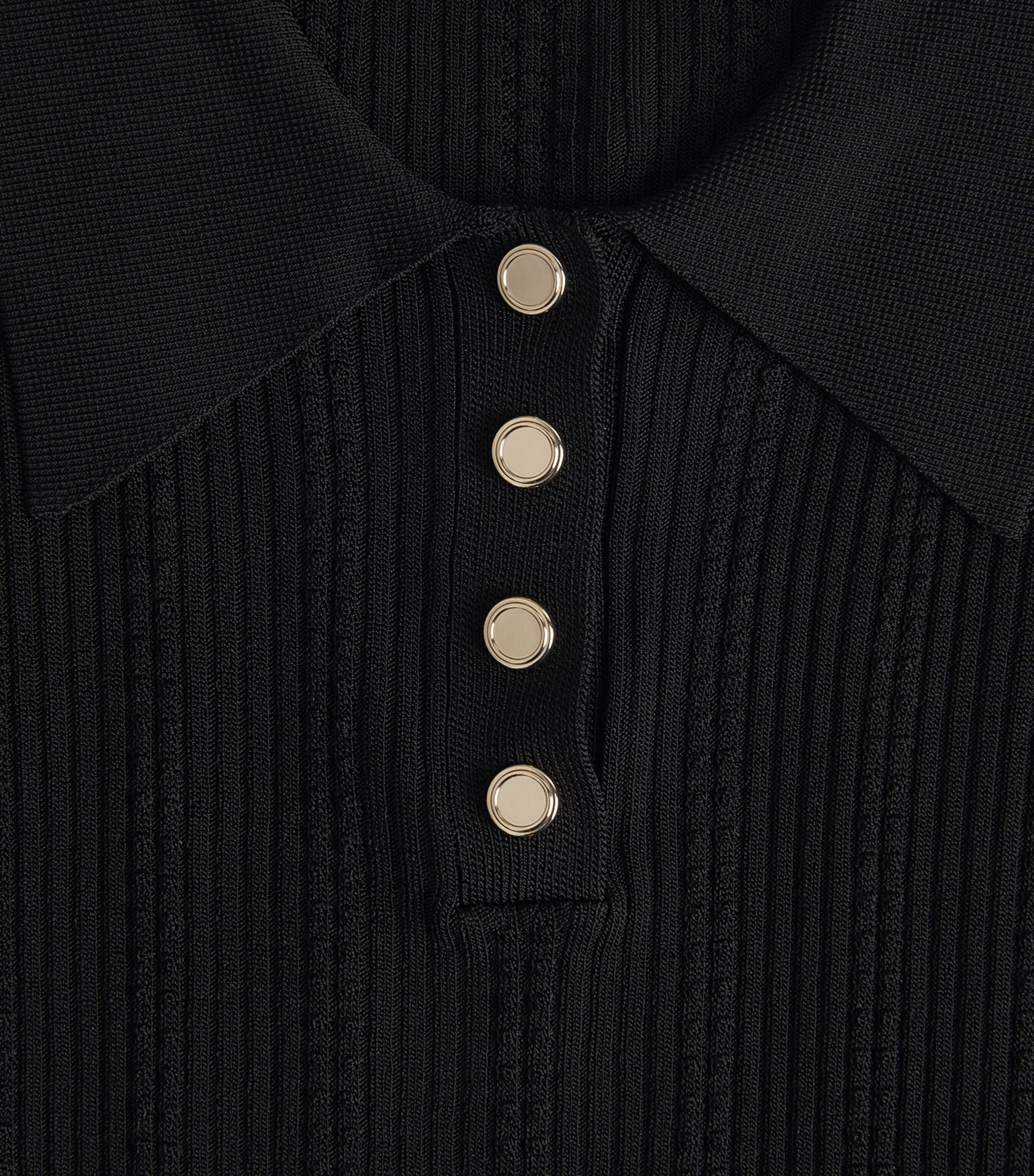 Sandro Paris Womens Knit Slim Polo Shirt Black Image 6