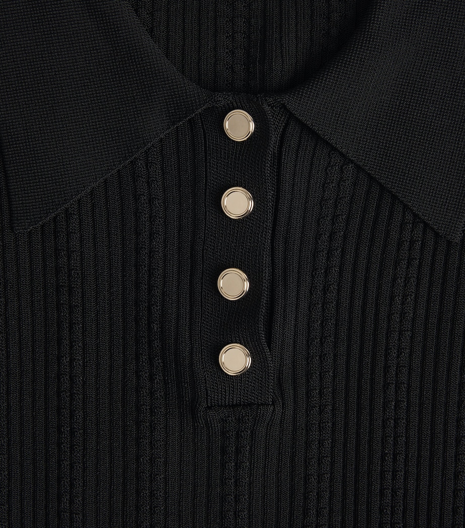 Sandro Paris Womens Knit Slim Polo Shirt Black Image 6